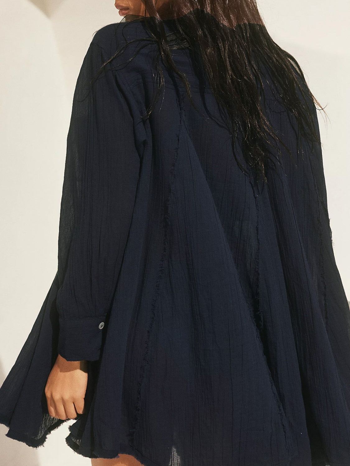 Button Up Collared Neck Long Sleeve Longline Shirt-TOPS / DRESSES-[Adult]-[Female]-2022 Online Blue Zone Planet