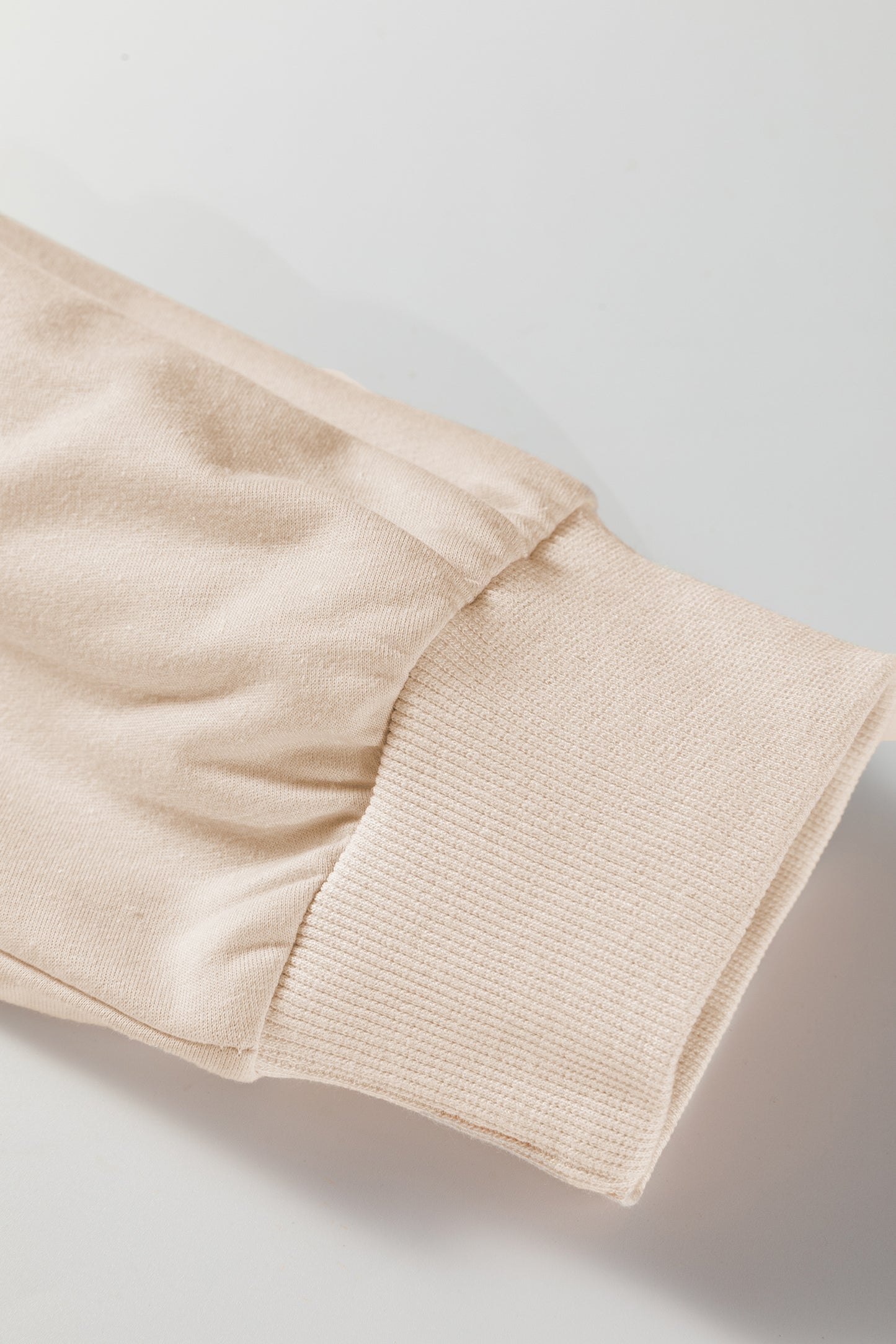 Beige Flower Patched Mineral Wash Round Neck Plus Size Top-Plus Size/Plus Size Tops/Plus Size Long Sleeve Tops-[Adult]-[Female]-2022 Online Blue Zone Planet