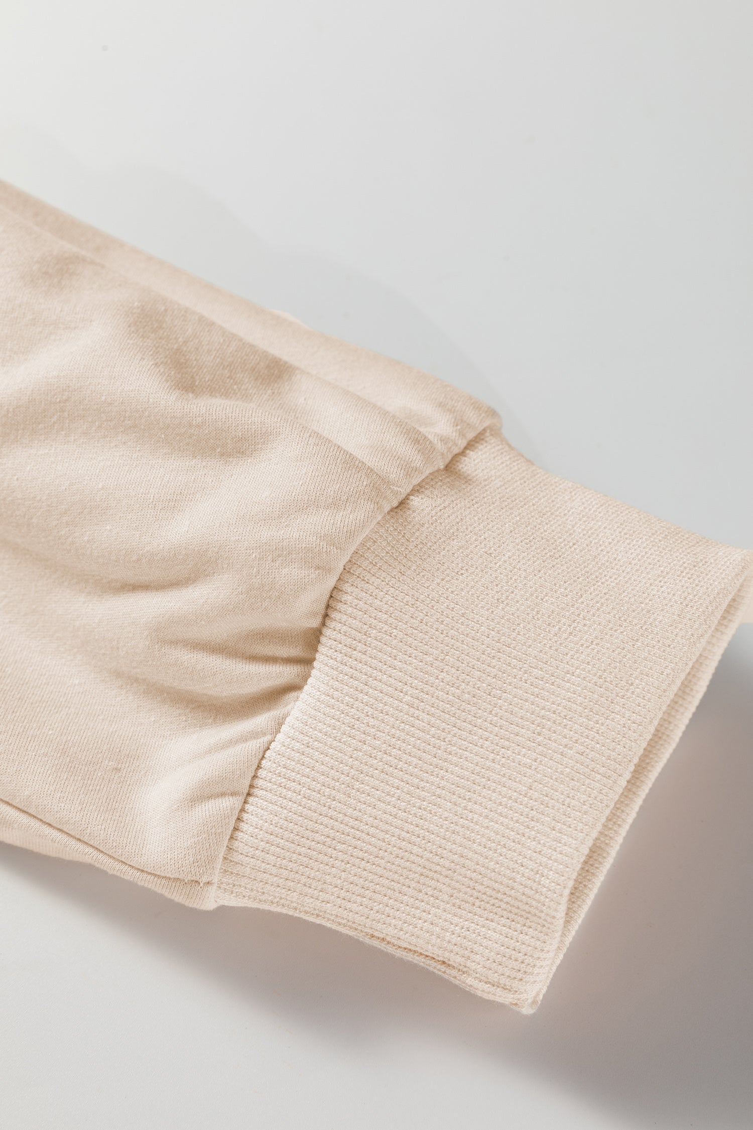 Beige Flower Patched Mineral Wash Round Neck Plus Size Top-Plus Size/Plus Size Tops/Plus Size Long Sleeve Tops-[Adult]-[Female]-2022 Online Blue Zone Planet