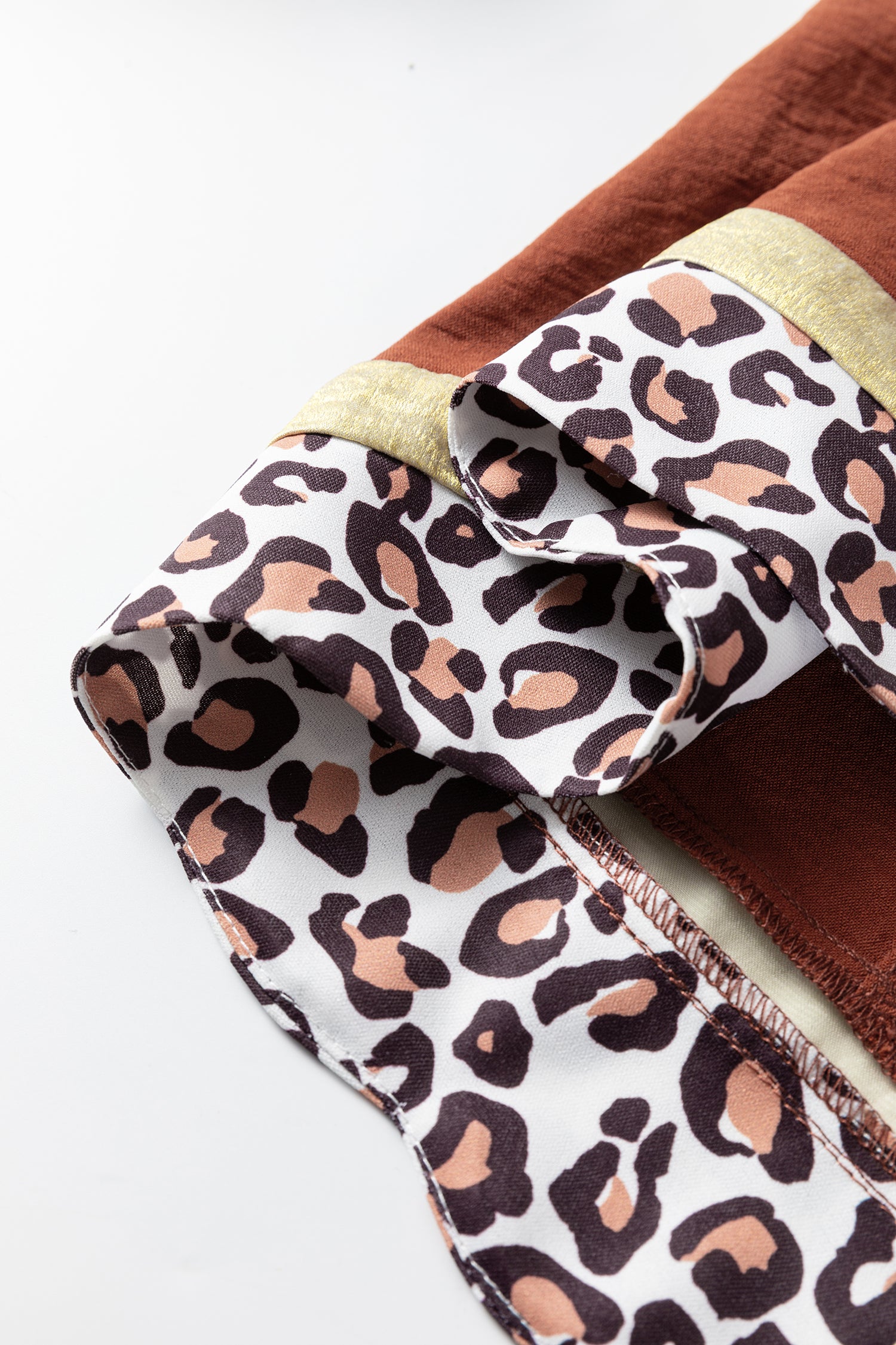 Clay Leopard Detail Loose Bracelet Sleeve Top-Bracelet-[Adult]-[Female]-2022 Online Blue Zone Planet