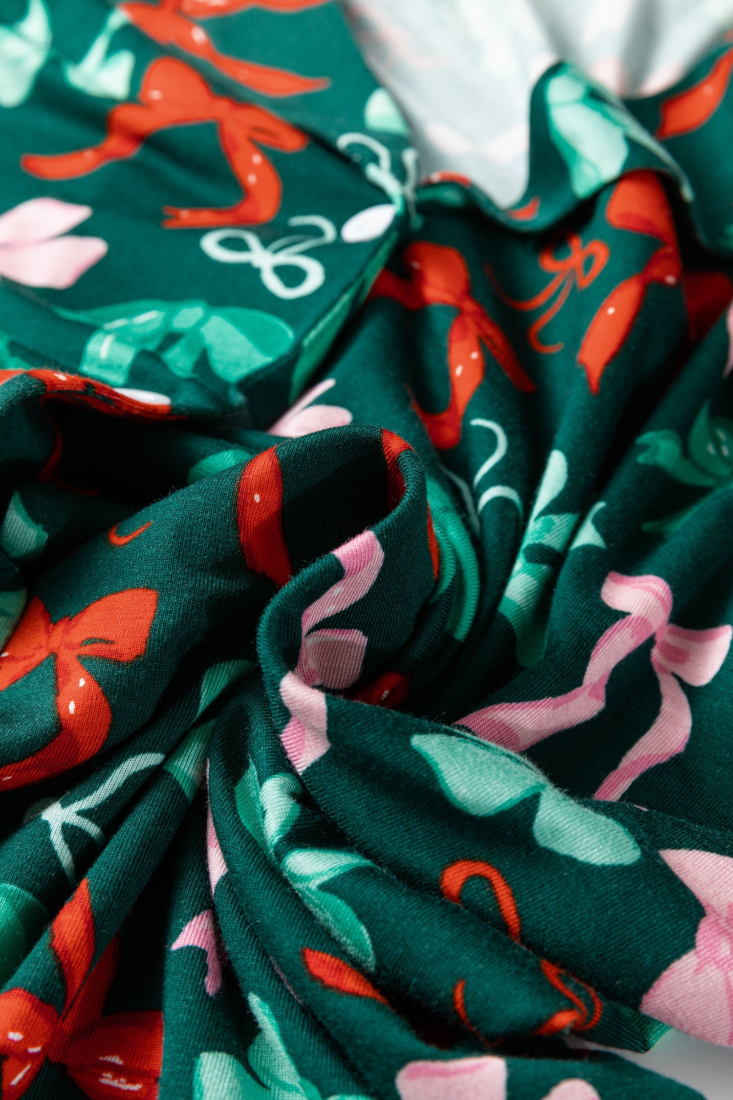 Green Festive Bow Print 2pcs Pajama Pant Set-Loungewear & Sleepwear/Sleepwear-[Adult]-[Female]-2022 Online Blue Zone Planet