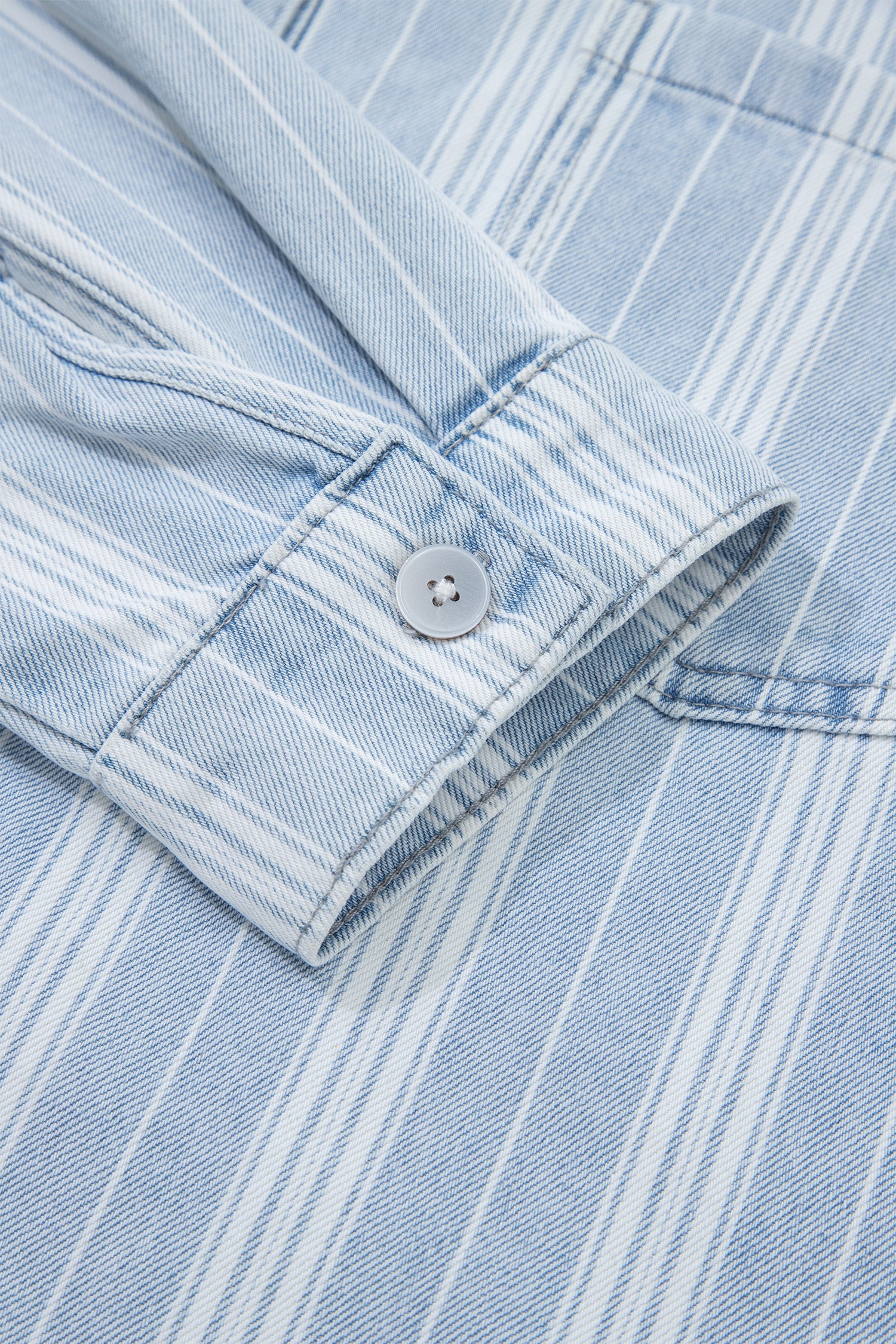 Sky Blue Stripe Boyfriend Chest Pocket Classic Denim Shacket-Outerwear/Denim jackets-[Adult]-[Female]-2022 Online Blue Zone Planet