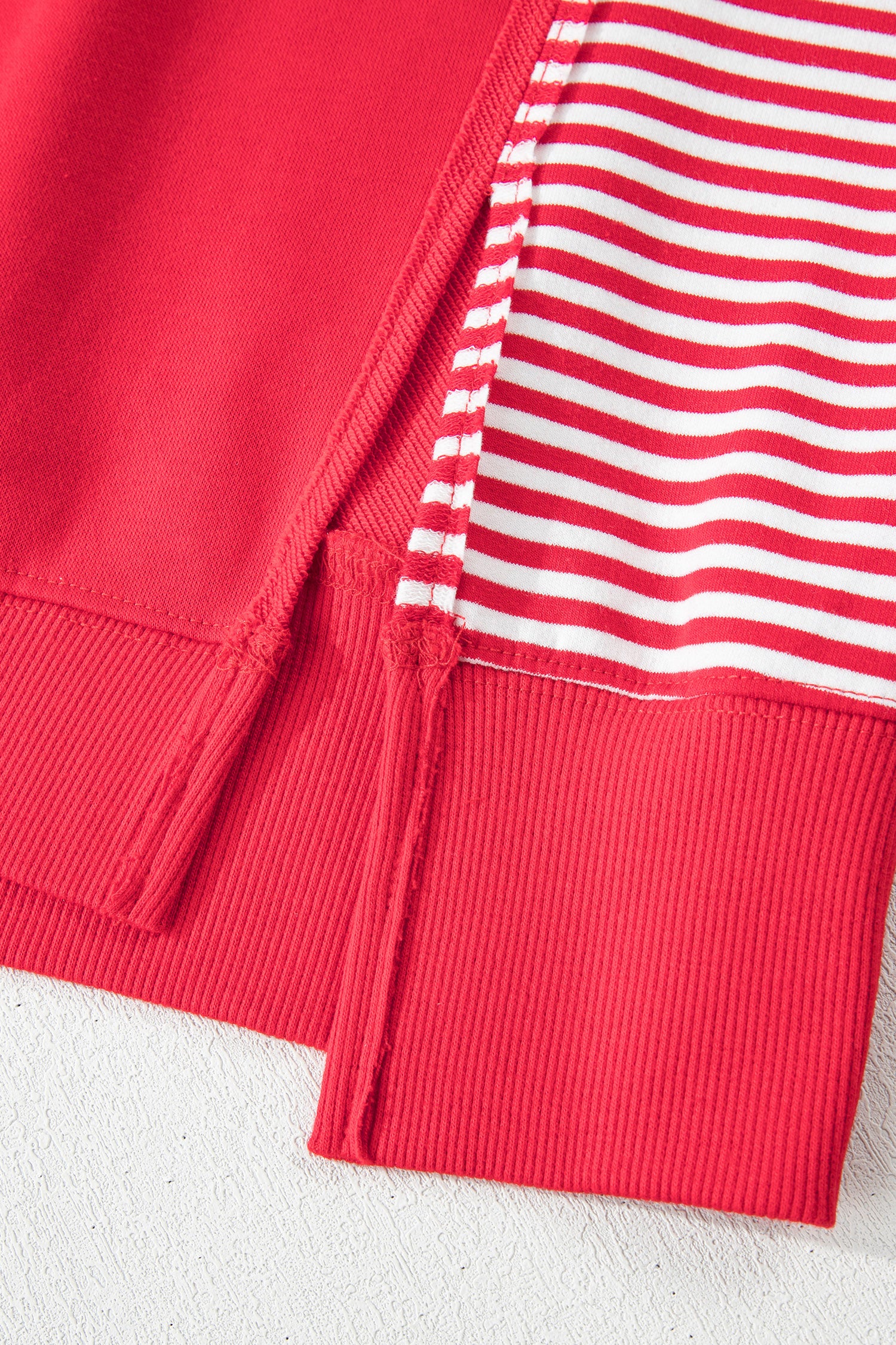 Racing Red Striped Patchwork Sleeve Colorblock Sweatshirt-Tops/Sweatshirts & Hoodies-[Adult]-[Female]-2022 Online Blue Zone Planet