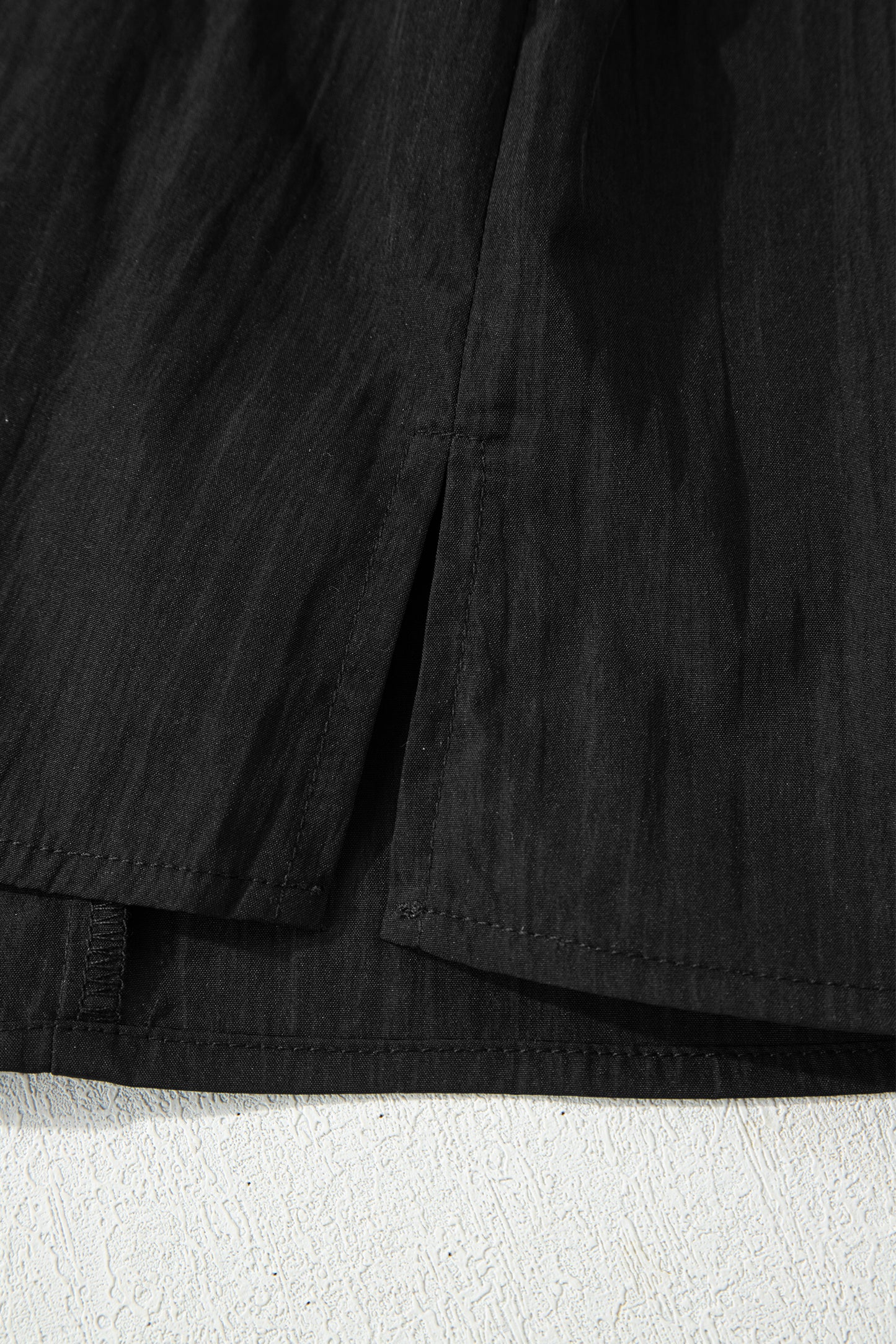 Black Contrast Trim Dual Ruffle Short Sleeve Textured Blouse-Tops/Blouses & Shirts-[Adult]-[Female]-2022 Online Blue Zone Planet