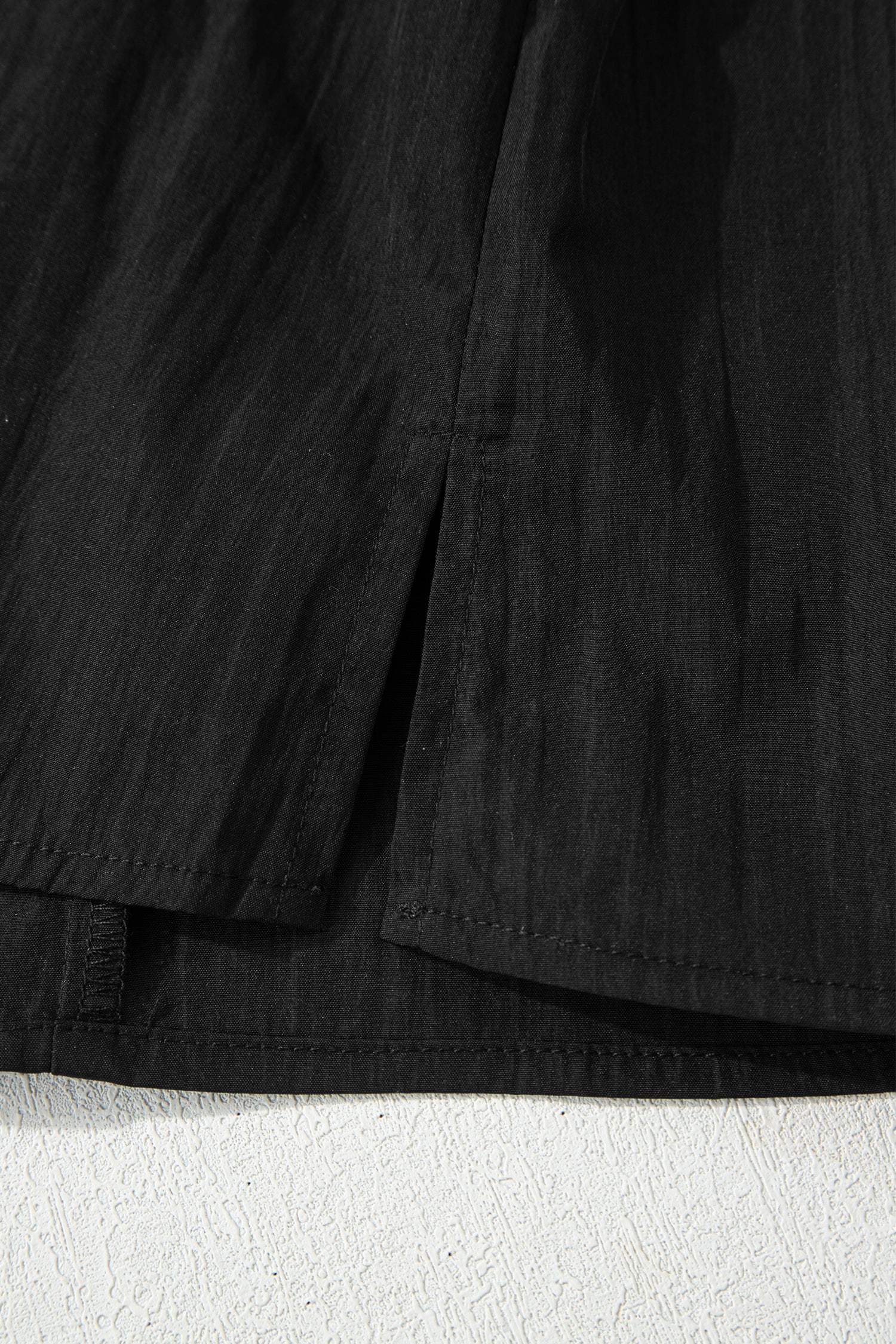 Black Contrast Trim Dual Ruffle Short Sleeve Textured Blouse-Tops/Blouses & Shirts-[Adult]-[Female]-2022 Online Blue Zone Planet