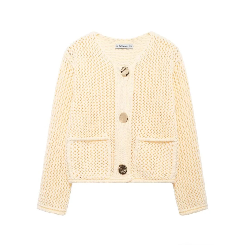 Betty's Chunky Needle Long Sleeve Big Button Sweater-TOPS / DRESSES-[Adult]-[Female]-Cream-S-2022 Online Blue Zone Planet