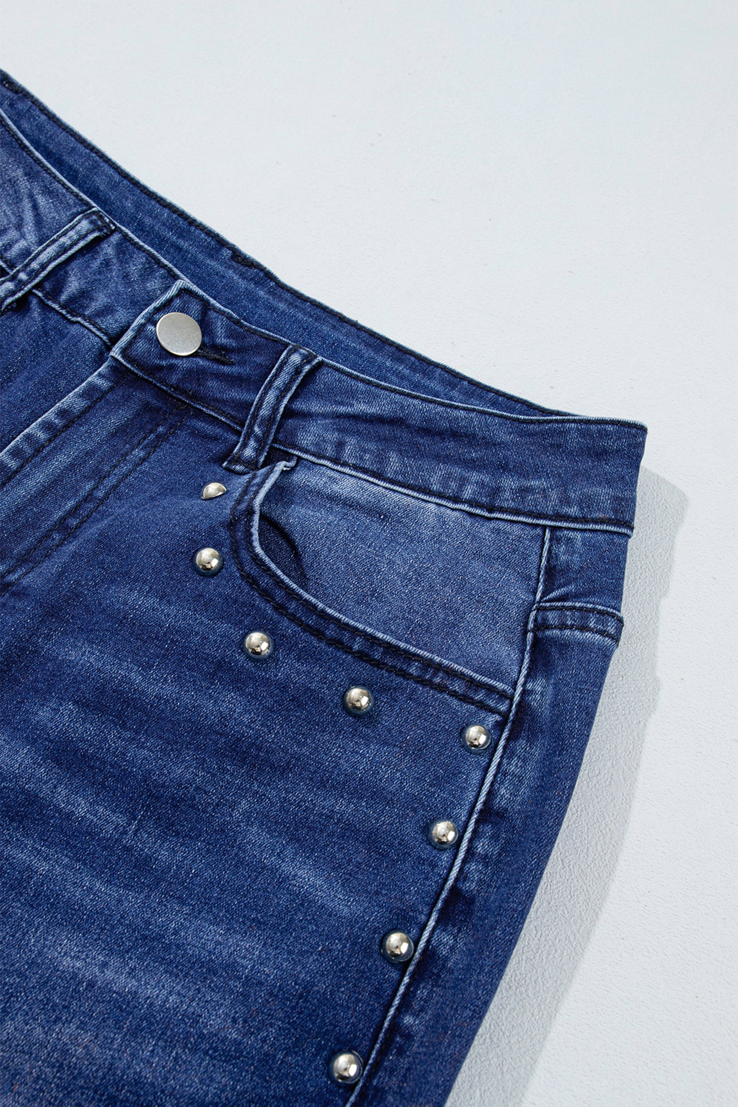 Black Studded Detail Straight Leg Casual Loose Jeans-Bottoms/Jeans-[Adult]-[Female]-2022 Online Blue Zone Planet
