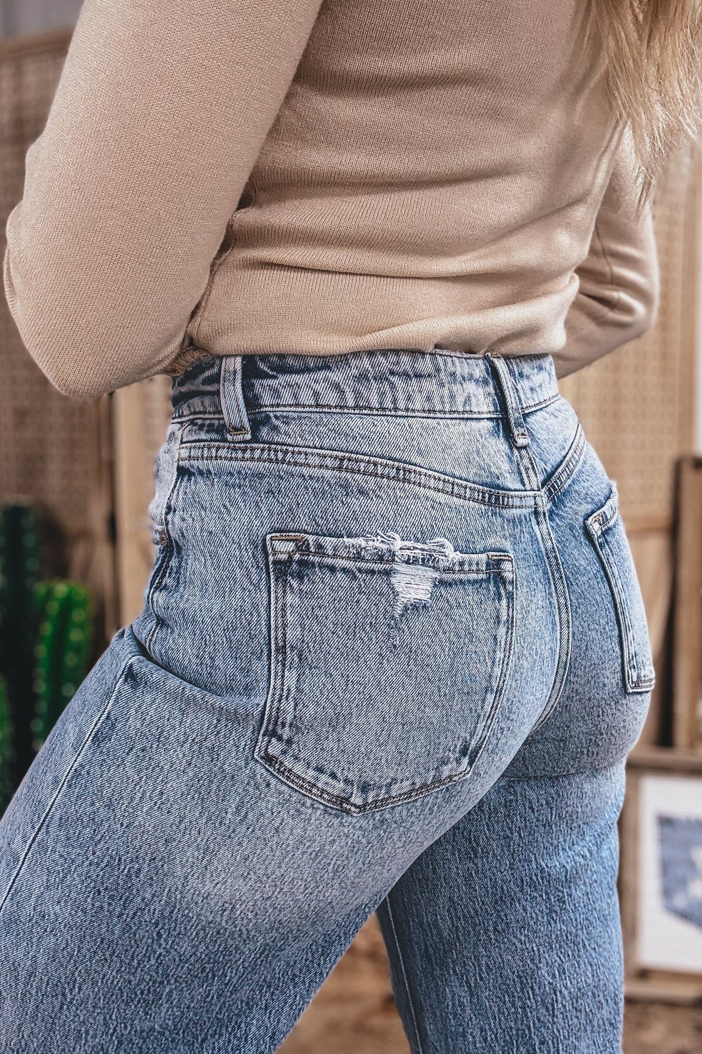 Ashleigh Blue Cuffed Straight Loose Jeans-Bottoms/Jeans-[Adult]-[Female]-2022 Online Blue Zone Planet