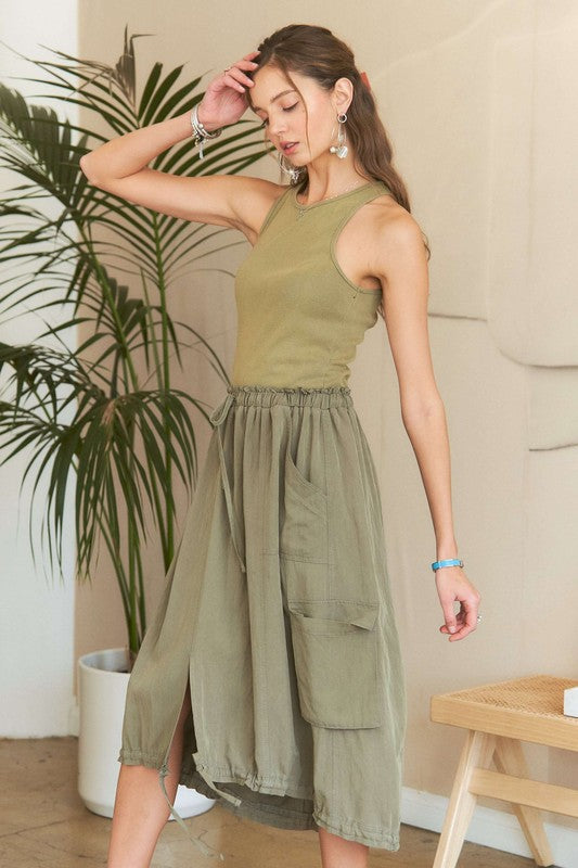 ADORA Drawstring Sleeveless Washed Dress-TOPS / DRESSES-[Adult]-[Female]-2022 Online Blue Zone Planet