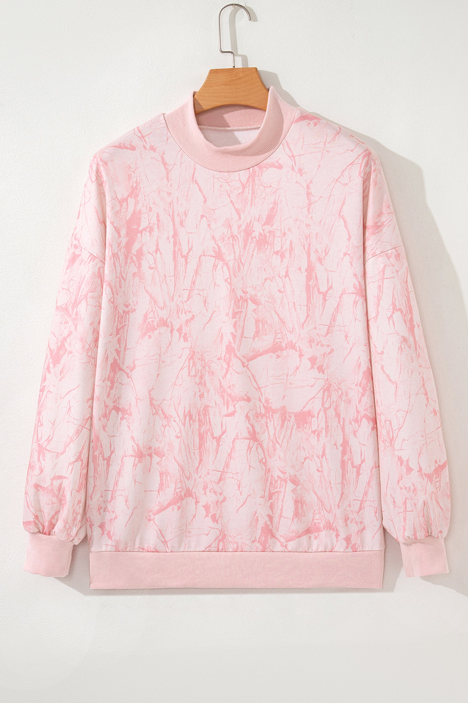 Pink Camo Mock Neck Baggy Sweatshirt-Tops/Sweatshirts & Hoodies-[Adult]-[Female]-2022 Online Blue Zone Planet