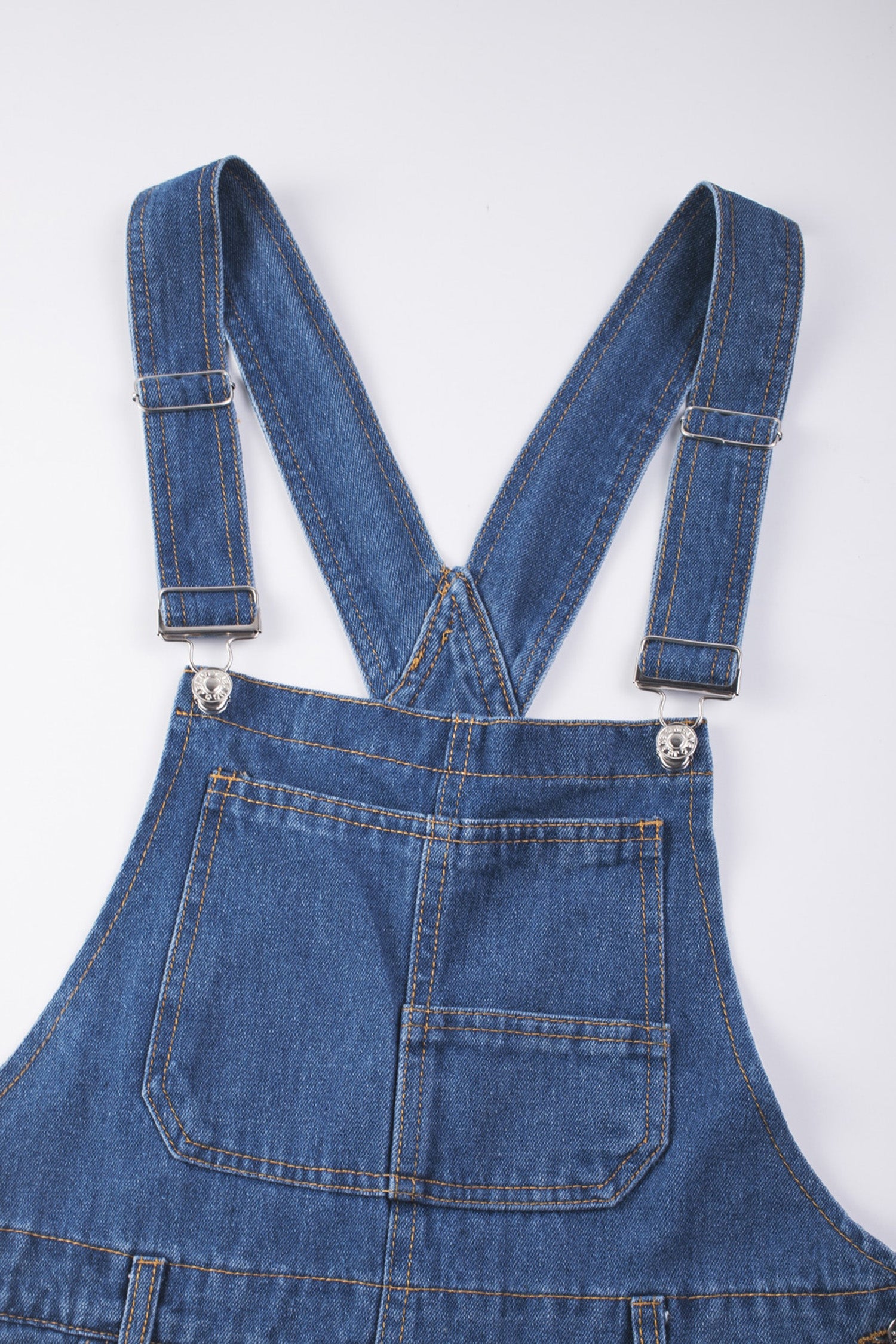 Dark Blue Retro Bib Pocket Buckle Straps Casual Denim Jumpsuit-Bottoms/Jumpsuits & Rompers-[Adult]-[Female]-2022 Online Blue Zone Planet