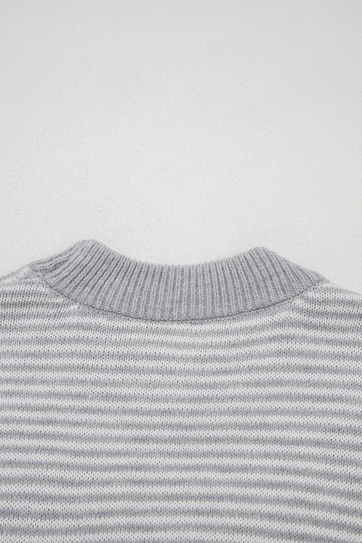 Gray Stripe Contrast Heart Pattern Valentine Knit Sweater-TOPS / DRESSES-[Adult]-[Female]-2022 Online Blue Zone Planet