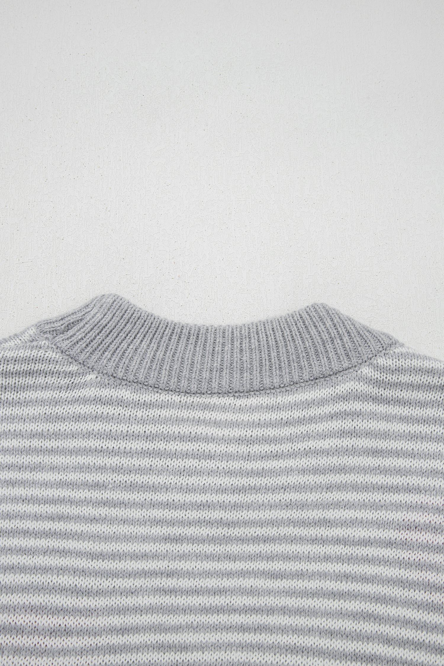 Gray Stripe Contrast Heart Pattern Valentine Knit Sweater-TOPS / DRESSES-[Adult]-[Female]-2022 Online Blue Zone Planet