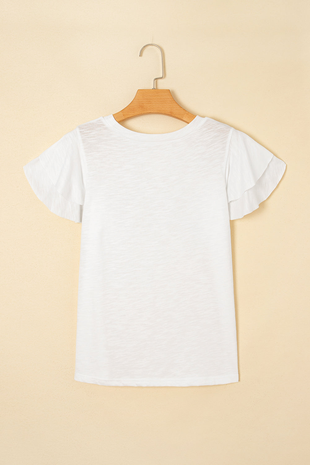 White Layered Ruffle Short Sleeve Round Neck Top-Tops/Tops & Tees-[Adult]-[Female]-2022 Online Blue Zone Planet