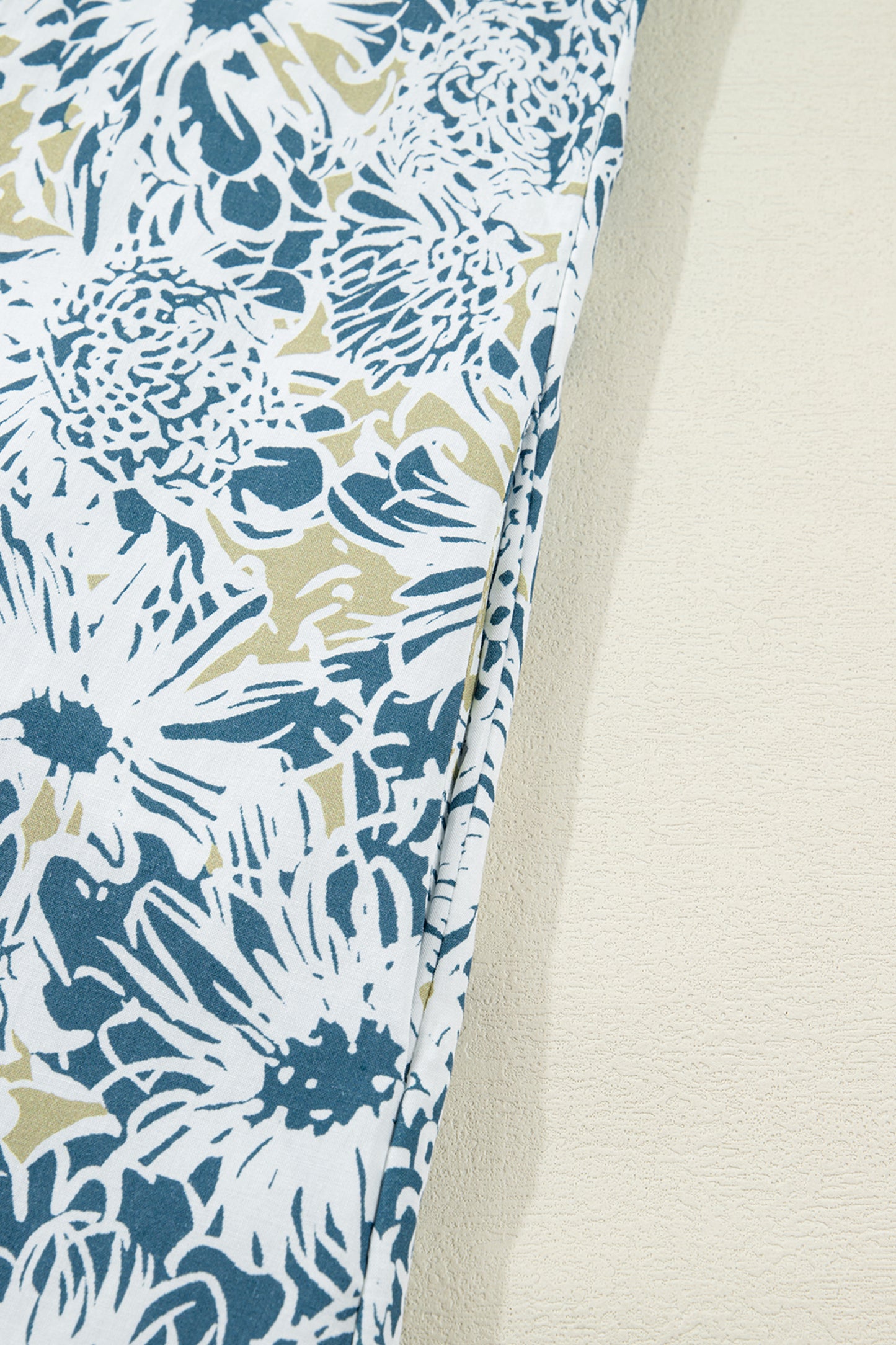 Blue Floral Print Striped Webbing Patchwork Collar Short Sleeve Mini Dress-TOPS / DRESSES-[Adult]-[Female]-2022 Online Blue Zone Planet