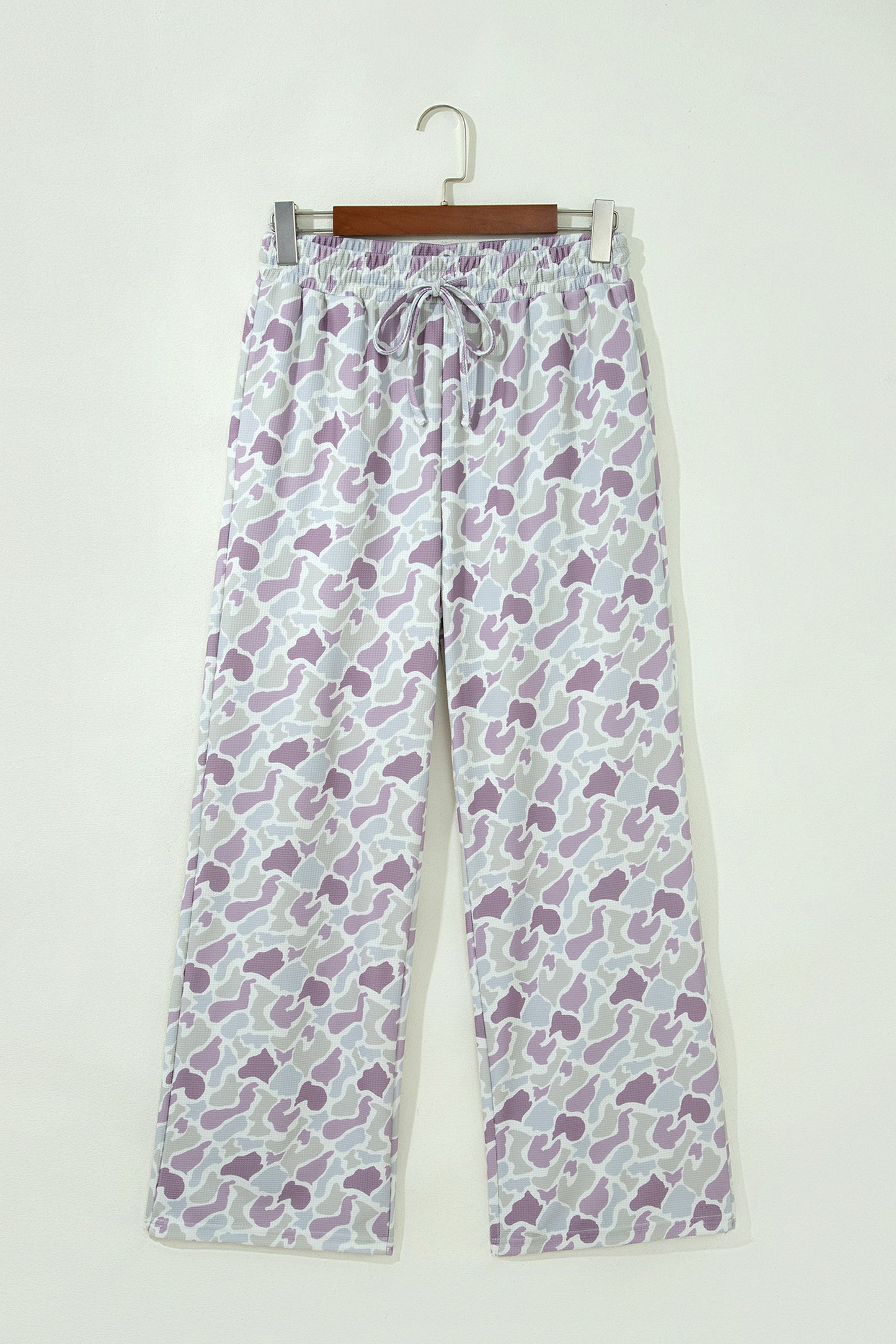 Green Camo Print Drawstring Waist Loose Fit Full Length Pants-Bottoms/Pants & Culotte-[Adult]-[Female]-2022 Online Blue Zone Planet