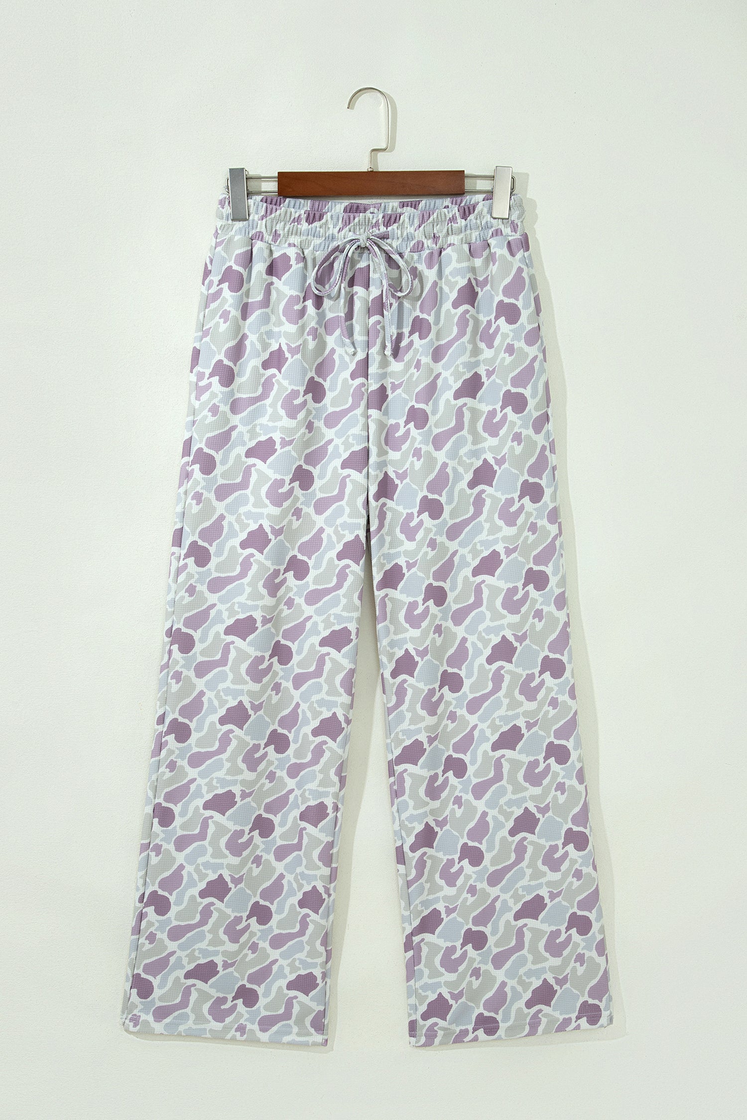 Green Camo Print Drawstring Waist Loose Fit Full Length Pants-Bottoms/Pants & Culotte-[Adult]-[Female]-2022 Online Blue Zone Planet