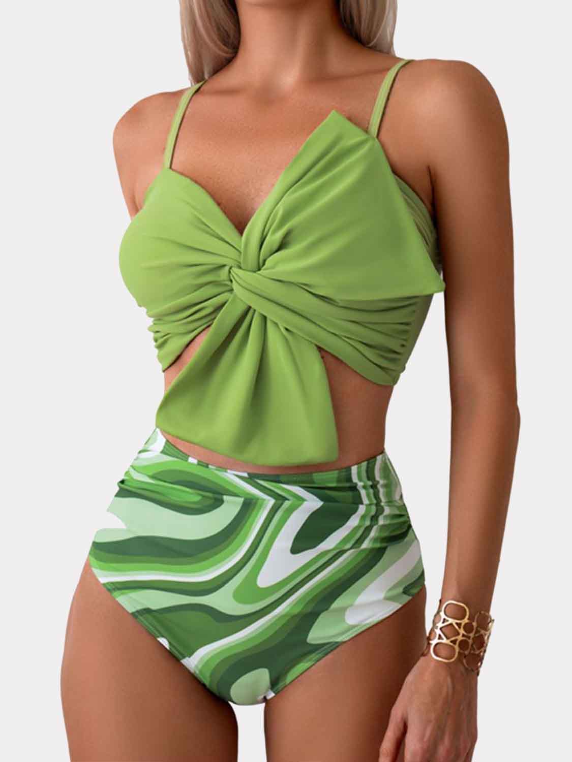 Twisted Spaghetti Strap Bikini Set-TOPS / DRESSES-[Adult]-[Female]-Matcha Green-S-2022 Online Blue Zone Planet