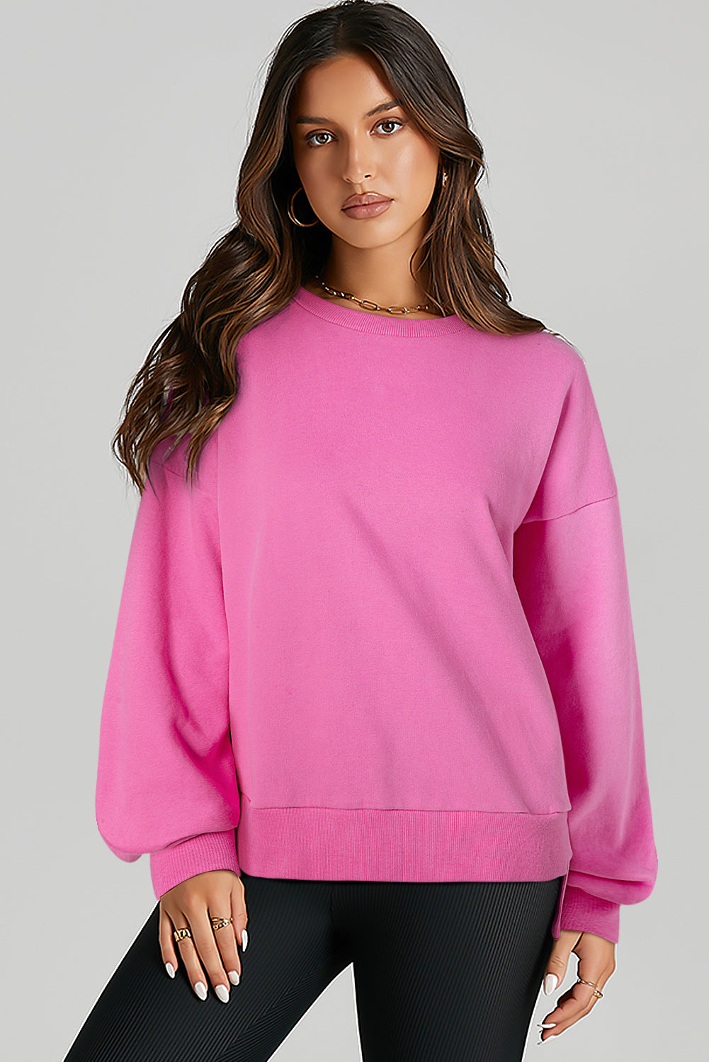 Parchment Solid O Neck High Low Hem Pullover Sweatshirt-Tops/Sweatshirts & Hoodies-[Adult]-[Female]-2022 Online Blue Zone Planet