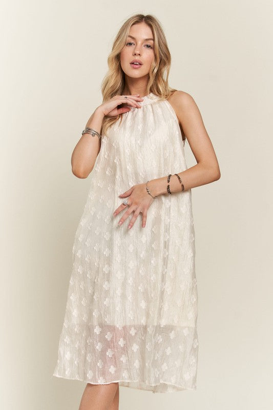 ADORA Applique Pearl Detail Grecian Neck Midi Dress-TOPS / DRESSES-[Adult]-[Female]-2022 Online Blue Zone Planet