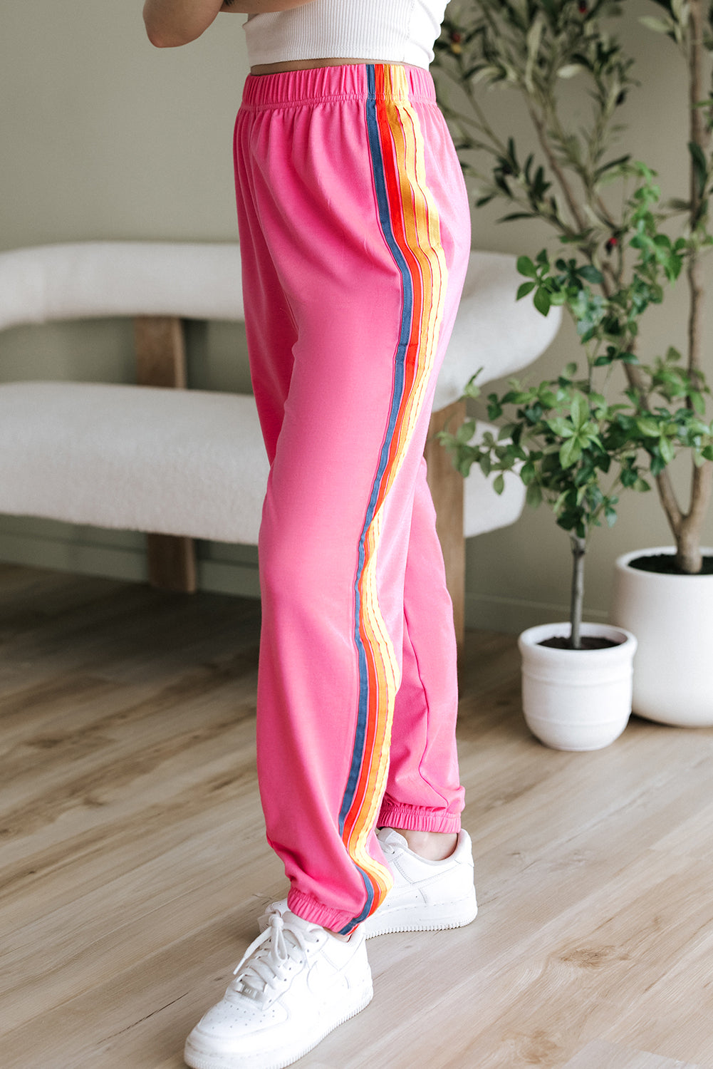 Pink Counting Rainbows High Waist Sweatpants-Tops / Dresses-[Adult]-[Female]-2022 Online Blue Zone Planet