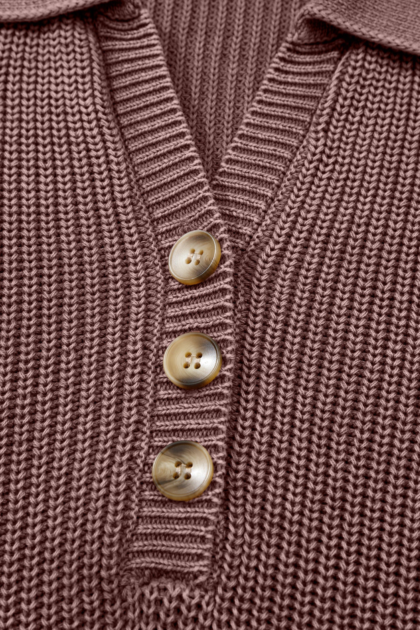 Dark Brown Mineral Washed Knit Button Polo Collar Loose Sweater-TOPS / DRESSES-[Adult]-[Female]-2022 Online Blue Zone Planet