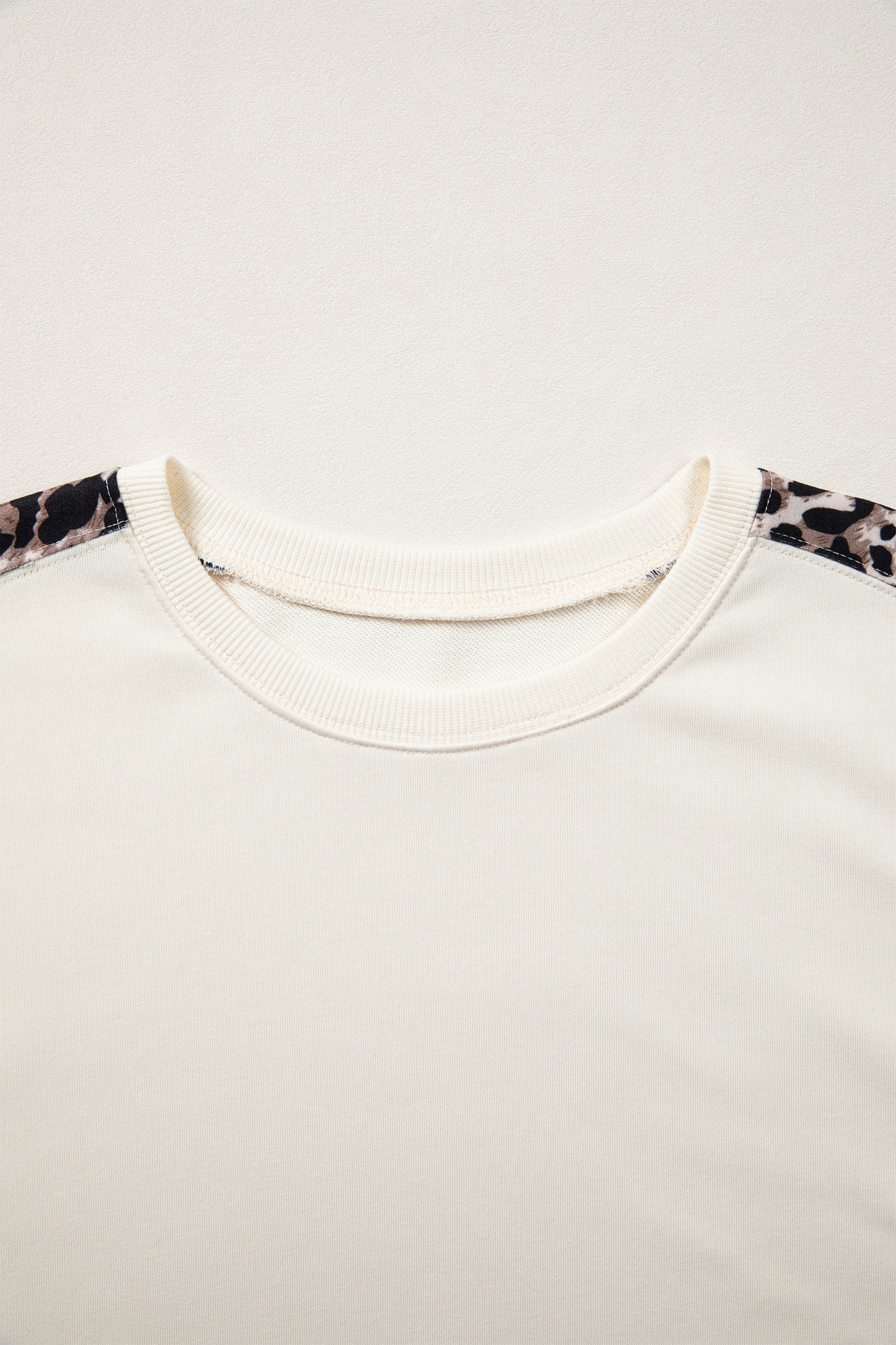 Beige Leopard Block Patchwork Uneven Hem Short Sleeve Top-Tops/Tops & Tees-[Adult]-[Female]-2022 Online Blue Zone Planet