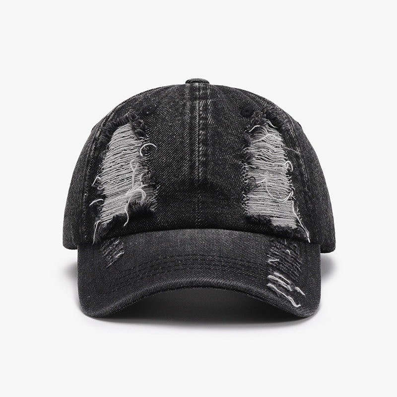 Distressed Cotton Baseball Cap-HATS-[Adult]-[Female]-Black-One Size-2022 Online Blue Zone Planet