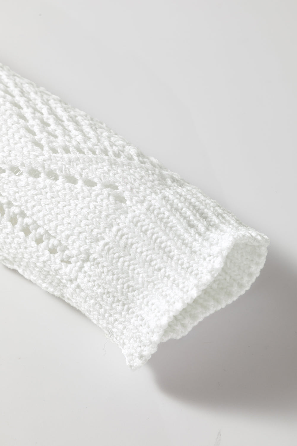 White Hollow-out Openwork Knit Cardigan-Sweaters & Cardigans/Cardigans-[Adult]-[Female]-2022 Online Blue Zone Planet