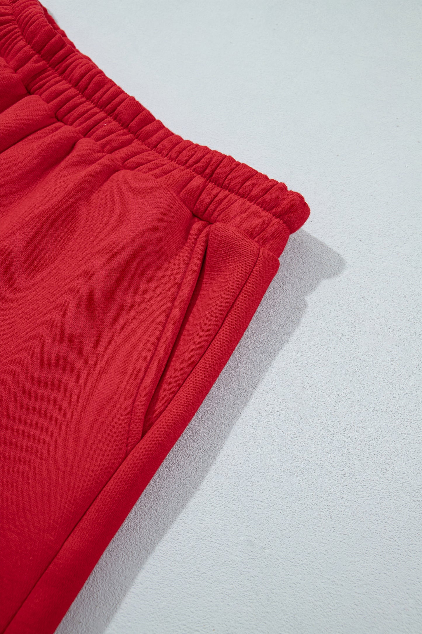 Fiery Red Gingham Trim Baggy Pullover 2pcs Short Set-Two Piece Sets/Short Sets-[Adult]-[Female]-2022 Online Blue Zone Planet