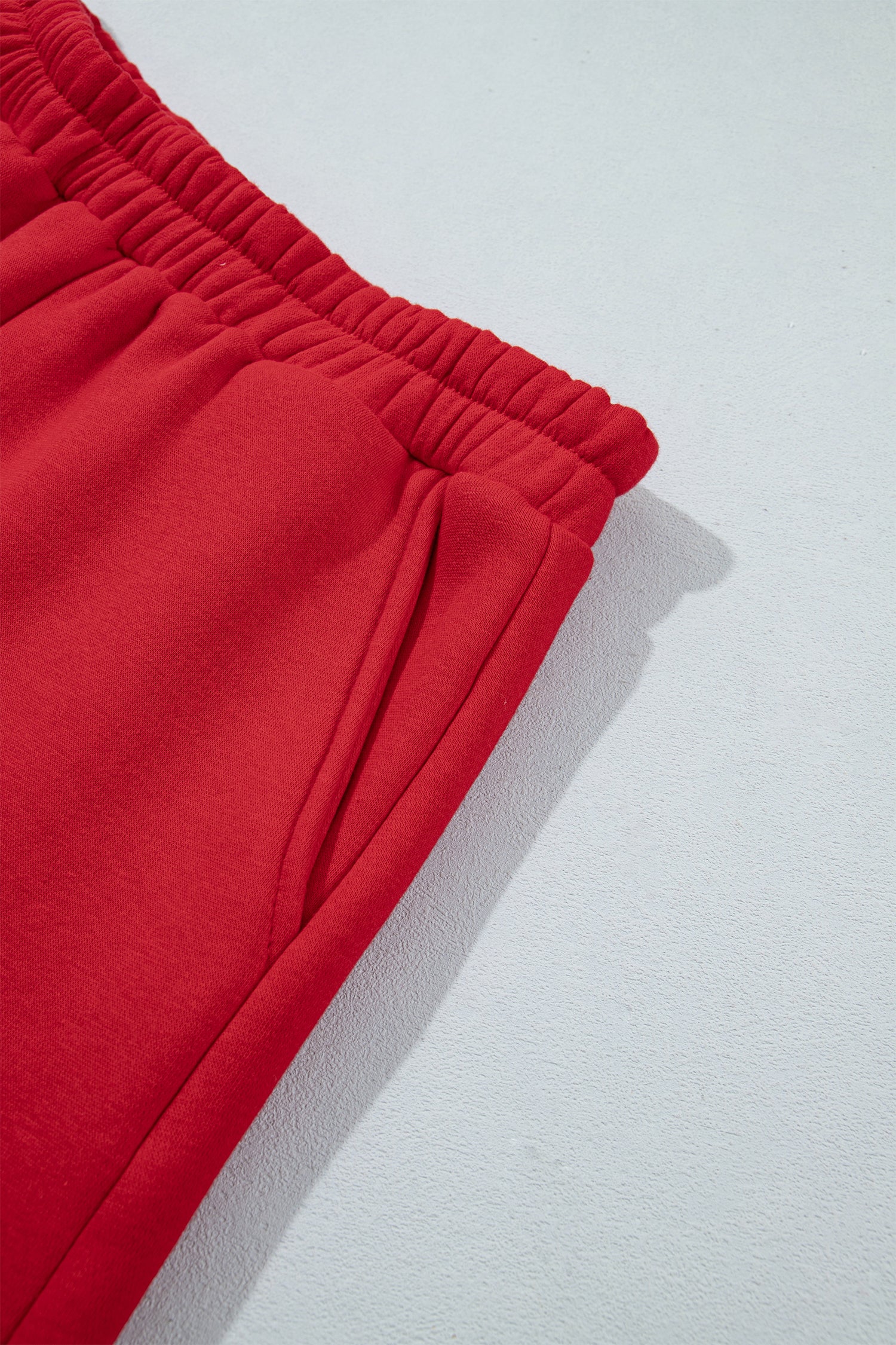 Fiery Red Gingham Trim Baggy Pullover 2pcs Short Set-Two Piece Sets/Short Sets-[Adult]-[Female]-2022 Online Blue Zone Planet
