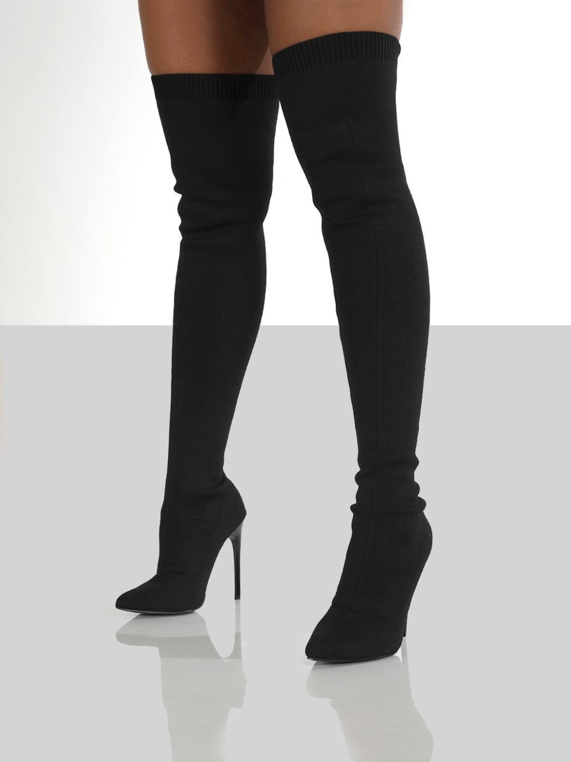 Point Toe Over Knee Stiletto Boots-TOPS / DRESSES-[Adult]-[Female]-2022 Online Blue Zone Planet