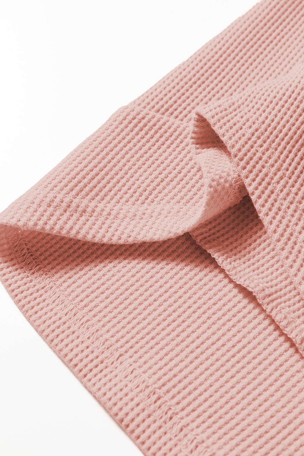 Gossamer Pink Rounded Hem Waffle Long Sleeve Top-Tops/Long Sleeve Tops-[Adult]-[Female]-2022 Online Blue Zone Planet