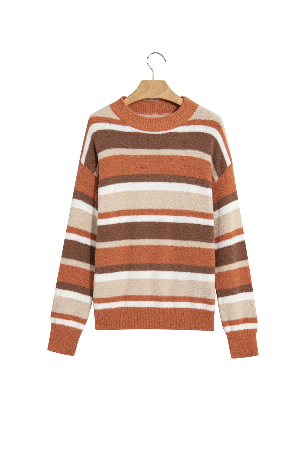 Orange Stripe Dropped Shoulder Loose Pullover Sweater-TOPS / DRESSES-[Adult]-[Female]-2022 Online Blue Zone Planet