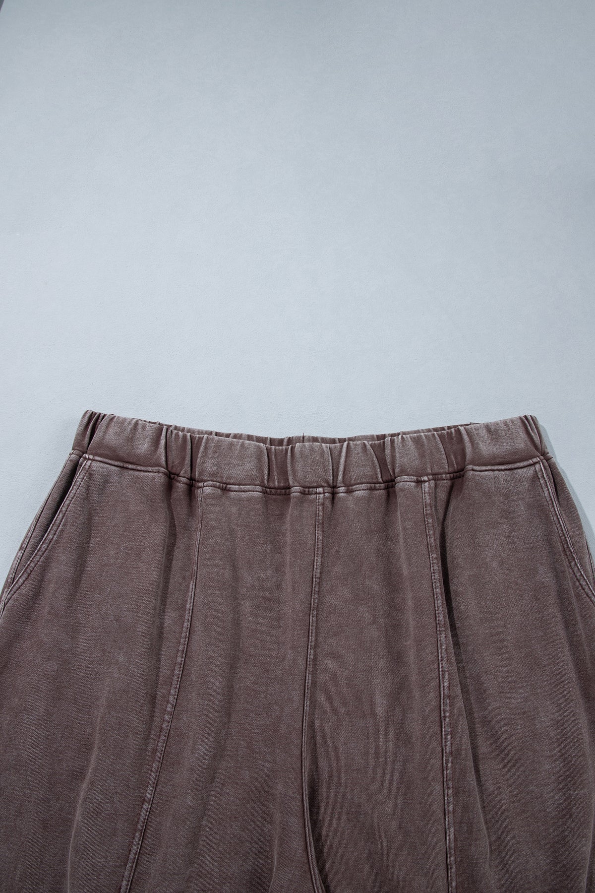 Coffee Mineral Wash Elastic Waistband Plus Size Barrel Pants-Plus Size/Plus Size Bottoms-[Adult]-[Female]-2022 Online Blue Zone Planet