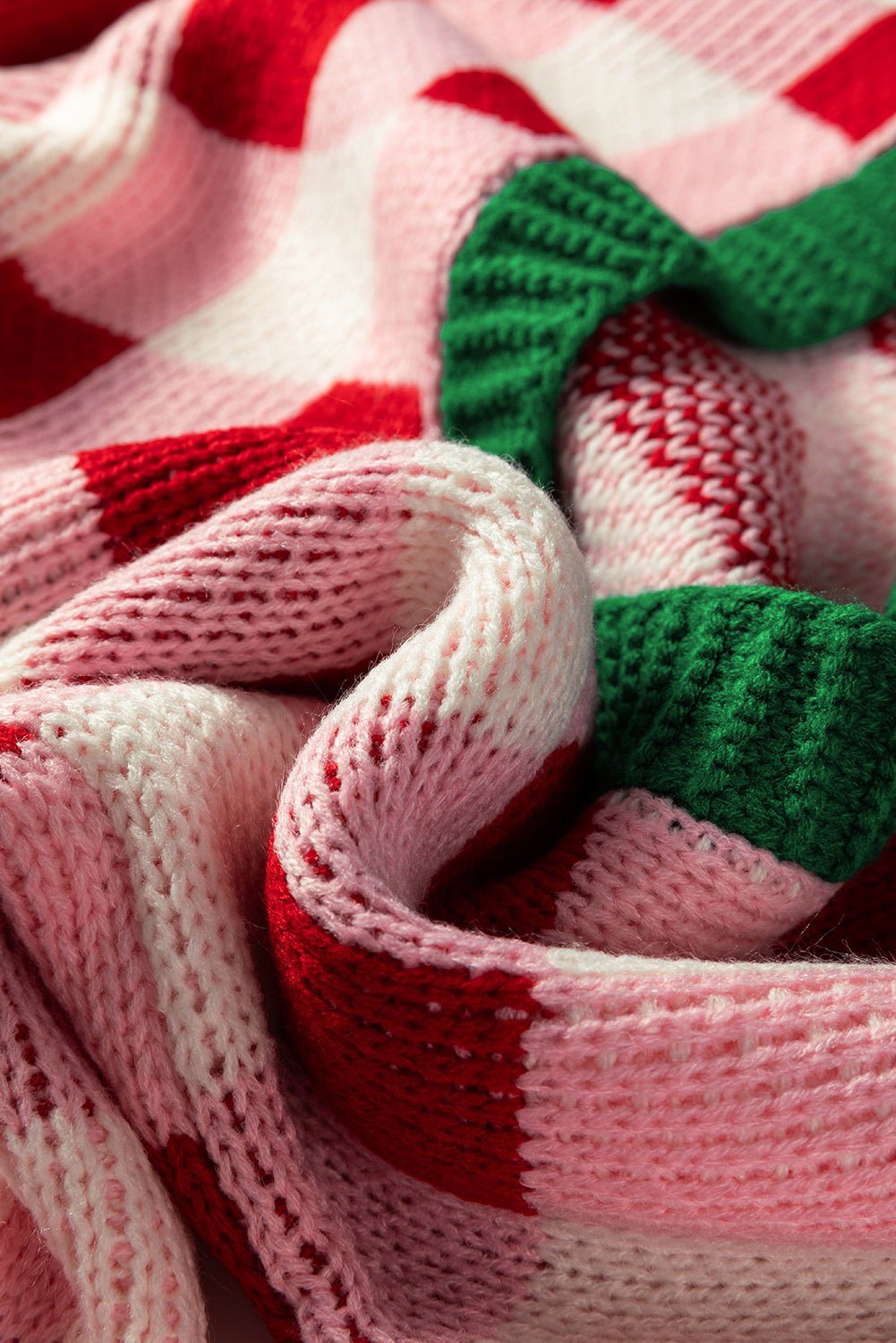 Pink Plaid Knit Bow Knot Decor Open Front Sweater Cardigan-TOPS / DRESSES-[Adult]-[Female]-2022 Online Blue Zone Planet