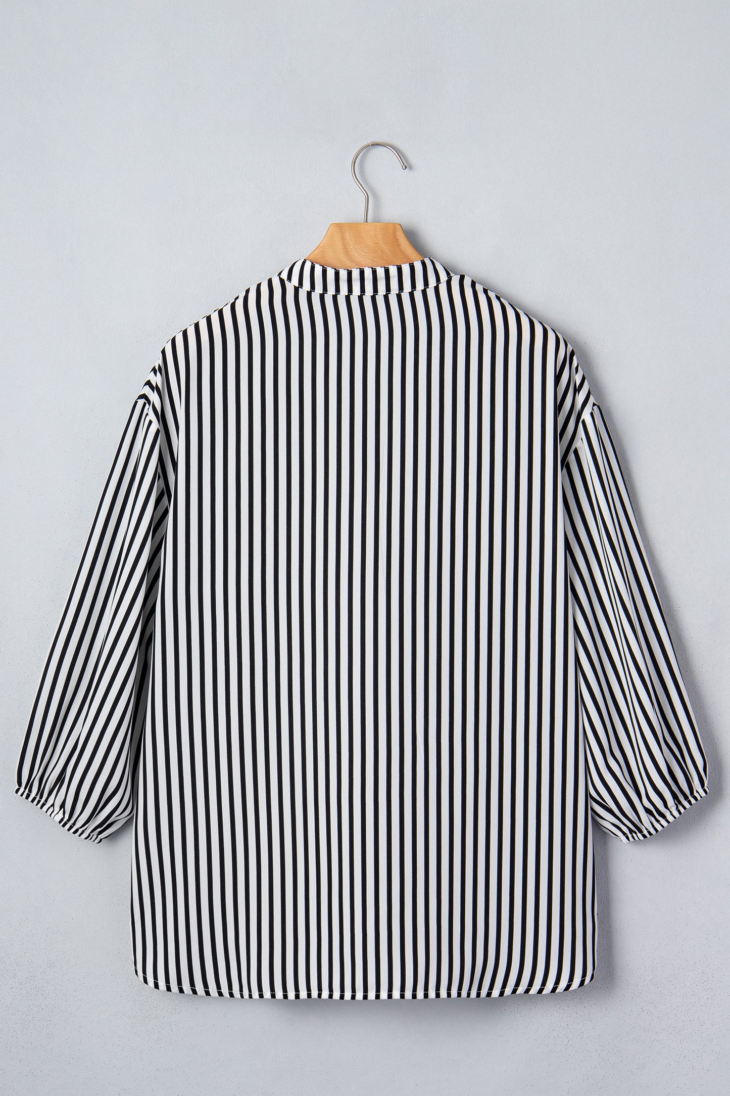 Black Striped Half Sleeve Button-Up Shirt