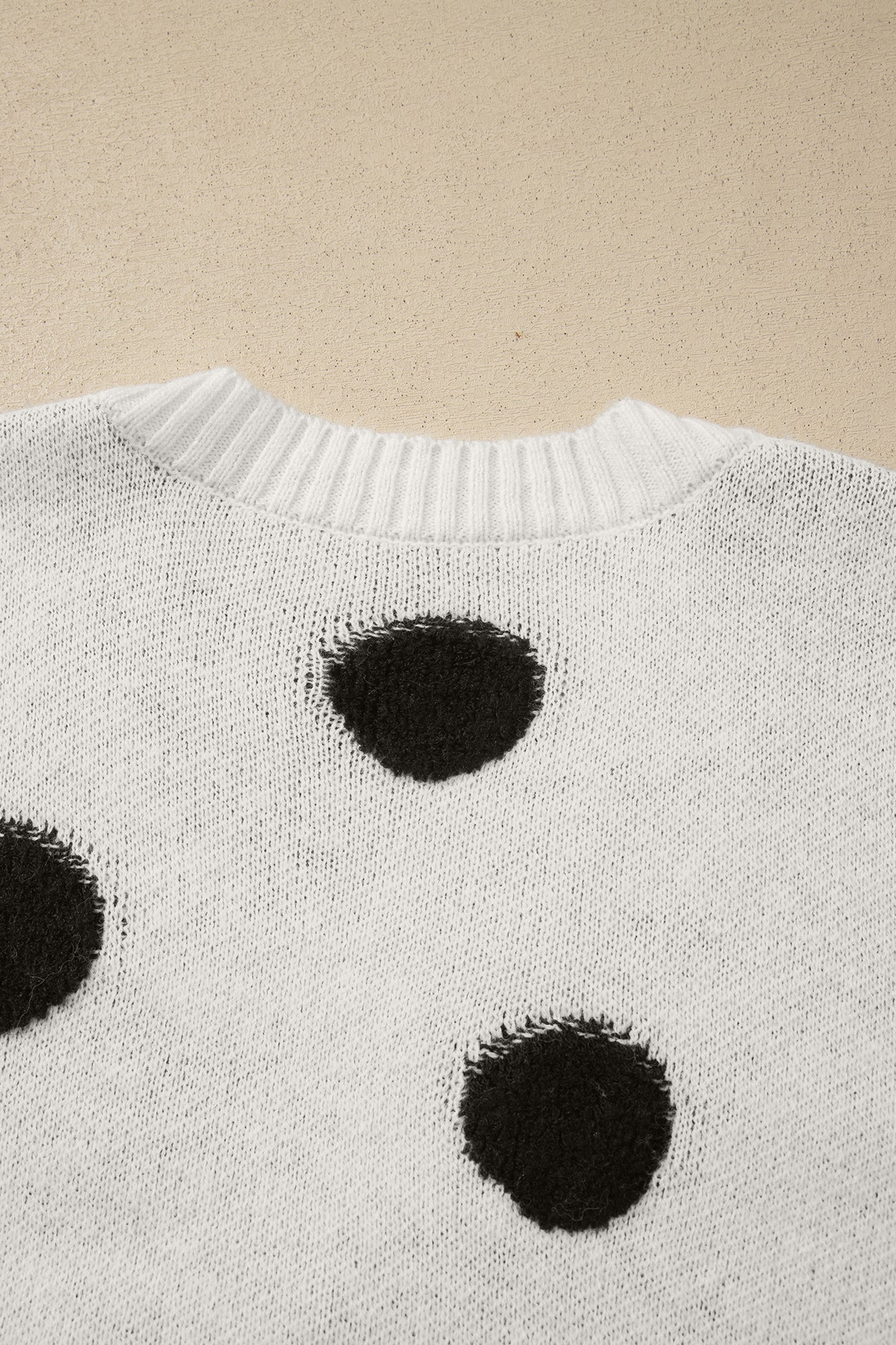 Beige Polka Dot Button Front Oversized V Neck Cardigan-Sweaters & Cardigans/Cardigans-[Adult]-[Female]-2022 Online Blue Zone Planet
