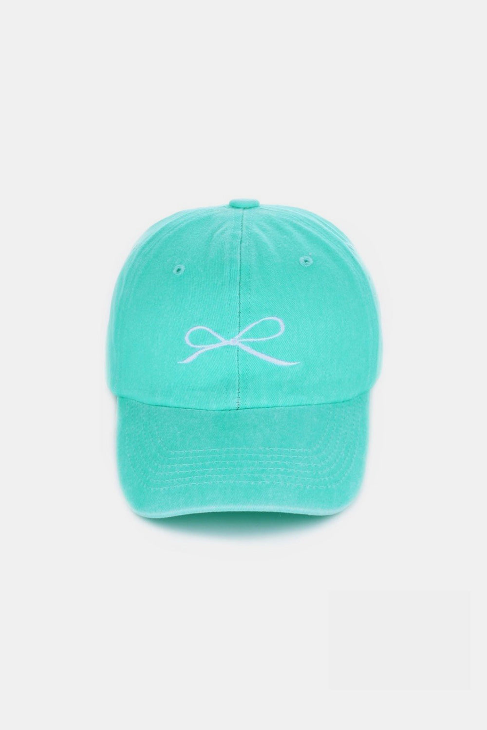 Zenana Bow Embroidered Washed Cotton Caps-BASEBALL HATS-[Adult]-[Female]-Mint-One Size-2022 Online Blue Zone Planet