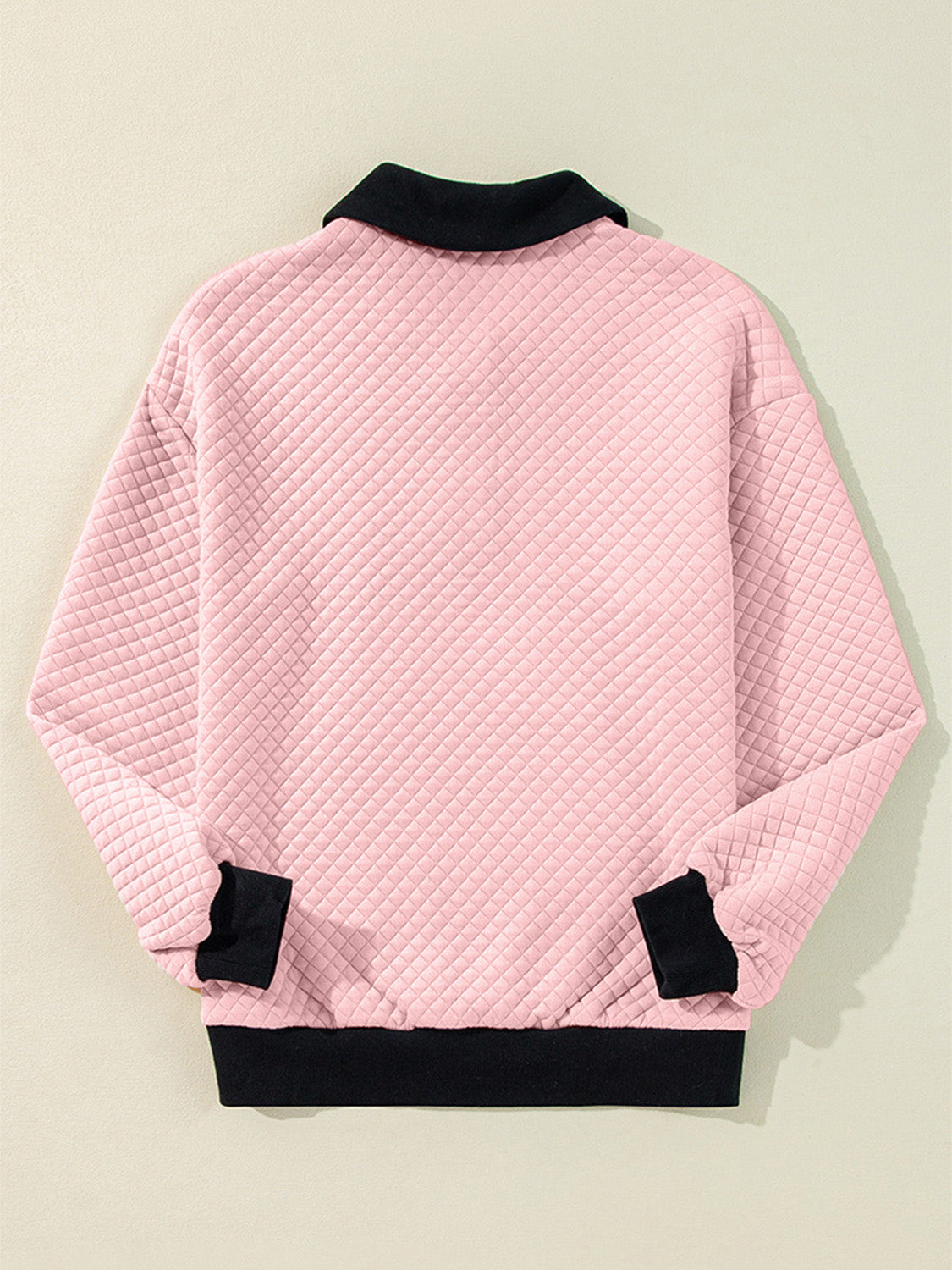 Texture Quarter Button Long Sleeve Sweatshirt-TOPS / DRESSES-[Adult]-[Female]-2022 Online Blue Zone Planet