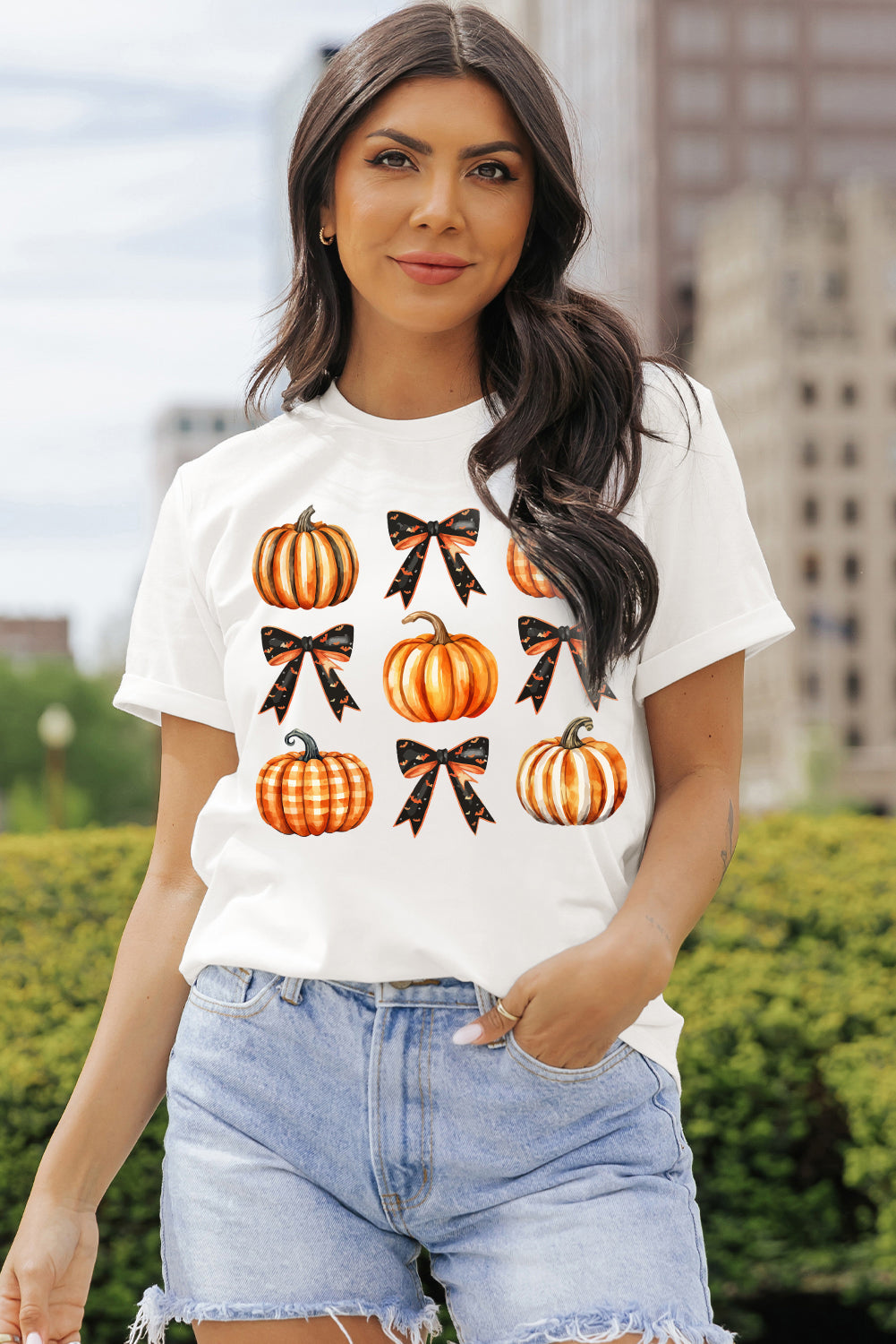 Blue Zone Planet | Pumpkin Round Neck Short Sleeve T-Shirt-TOPS / DRESSES-[Adult]-[Female]-2022 Online Blue Zone Planet