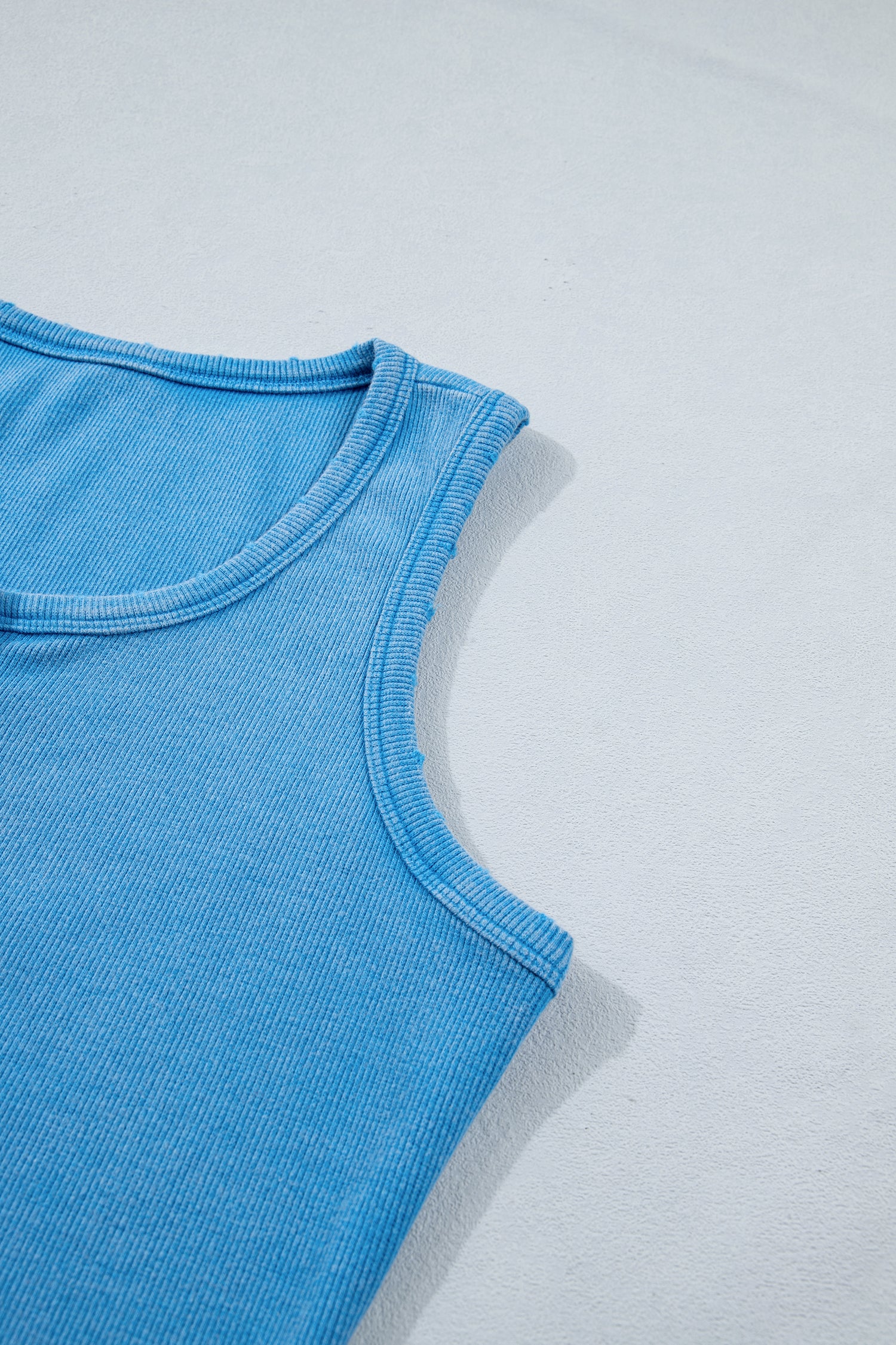 Bright Pink Vintage Distressed Ribbed Mineral Wash Tank Top-Tops/Tank Tops-[Adult]-[Female]-2022 Online Blue Zone Planet