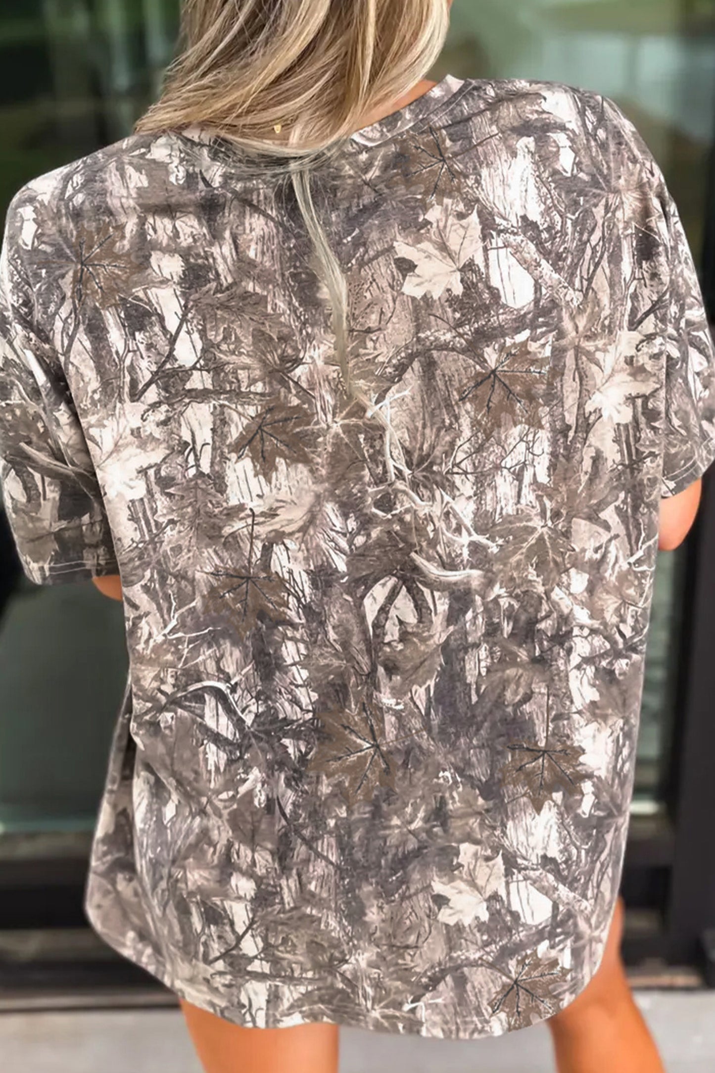 Khaki Woodland Camouflage KENTUCKY Oversize T Shirt-Graphic/Graphic Tees-[Adult]-[Female]-2022 Online Blue Zone Planet