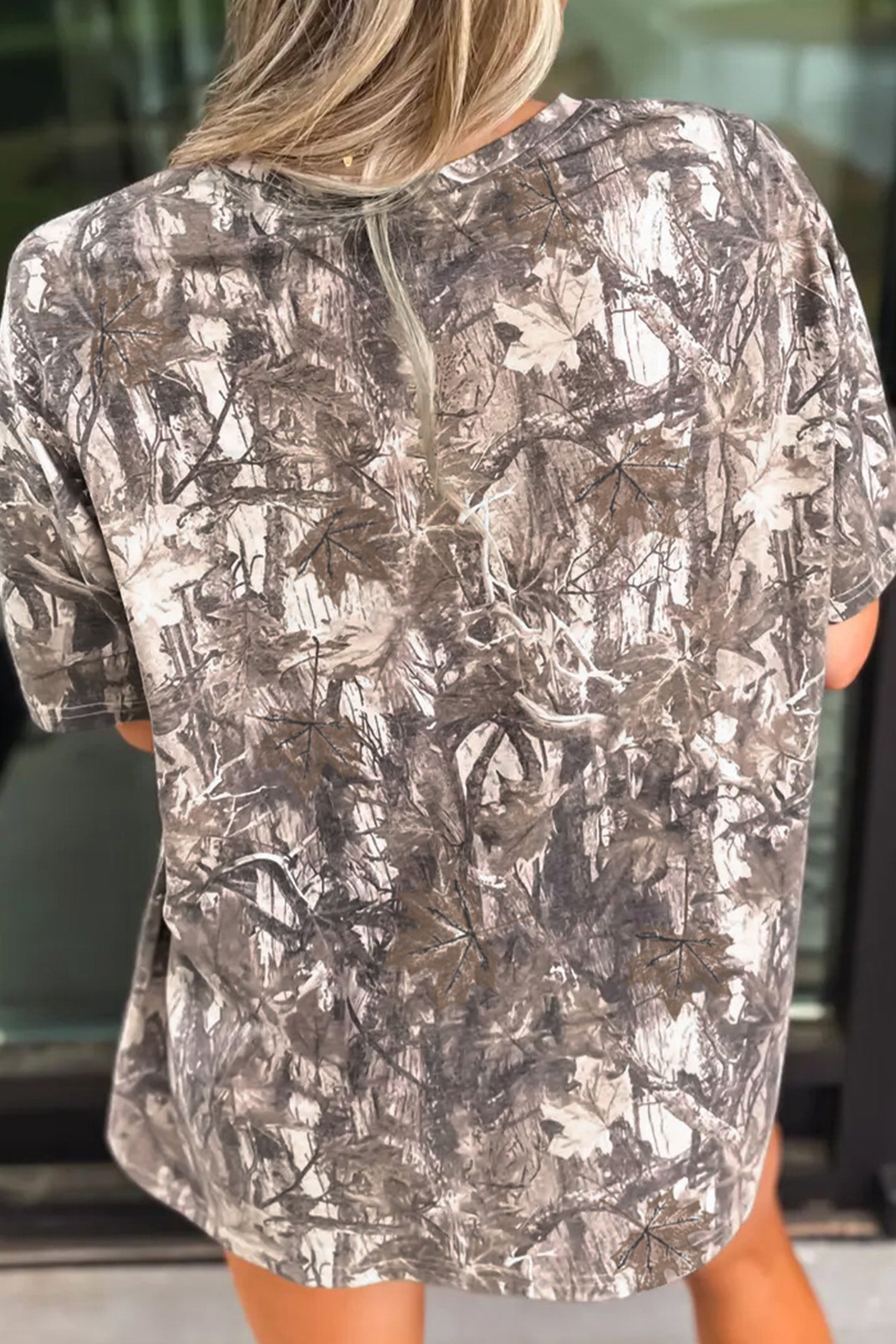 Khaki Woodland Camouflage KENTUCKY Oversize T Shirt-Graphic/Graphic Tees-[Adult]-[Female]-2022 Online Blue Zone Planet