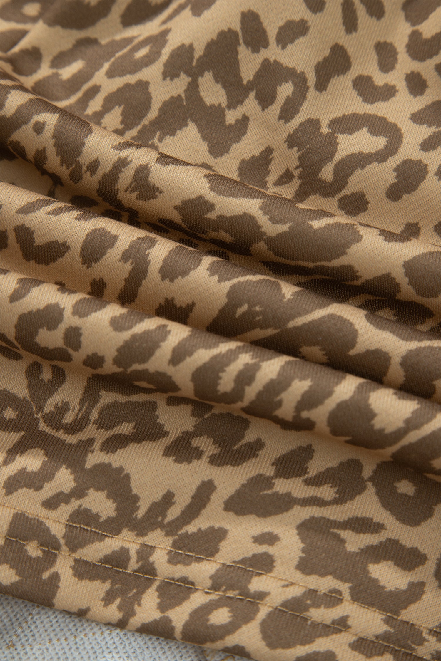 Khaki Leopard Drawstring Elastic Waist Star Patched Shorts-Bottoms/Casual Shorts-[Adult]-[Female]-2022 Online Blue Zone Planet