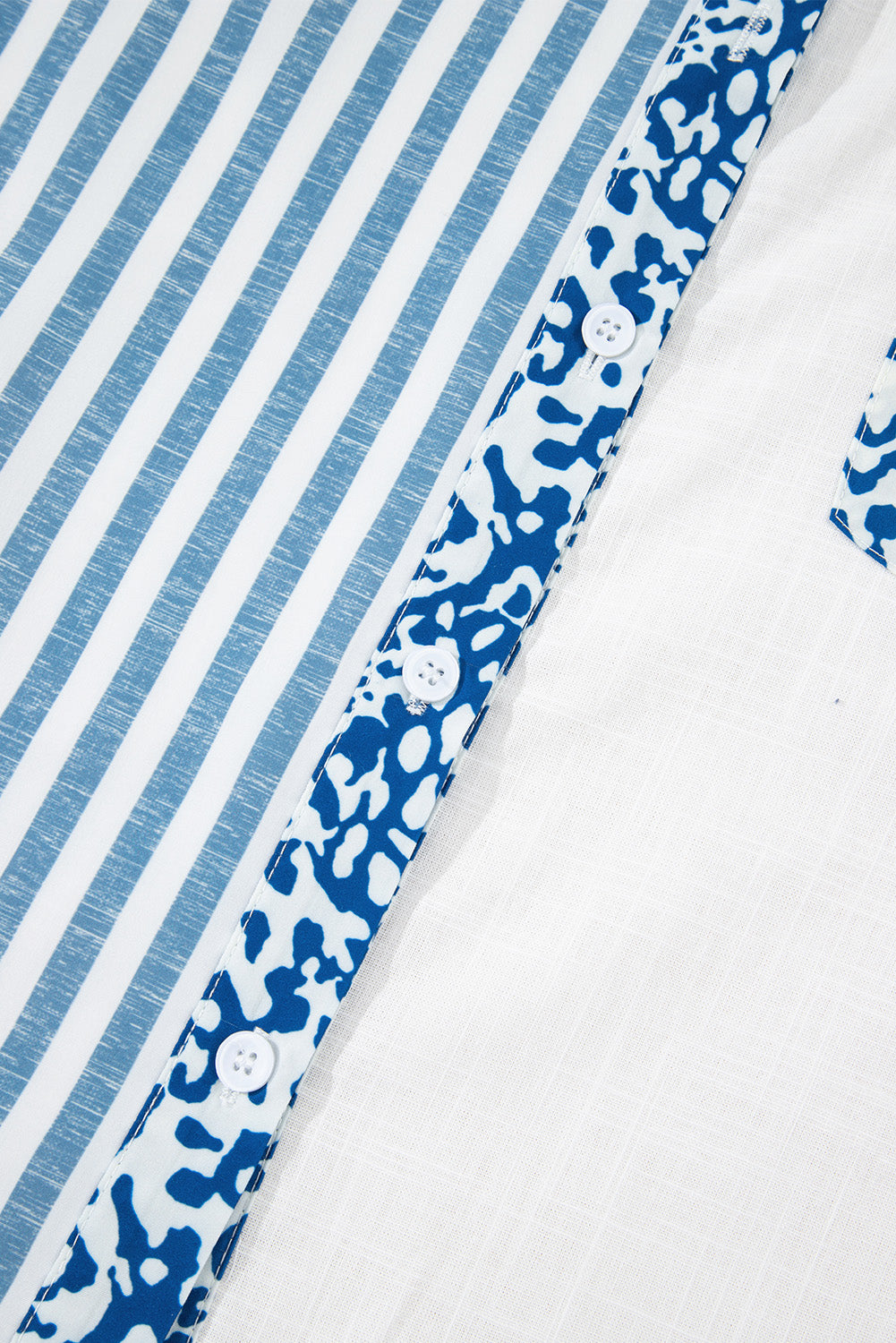Sky Blue Leopard Striped Western Casual Shirt-Tops/Blouses & Shirts-[Adult]-[Female]-2022 Online Blue Zone Planet