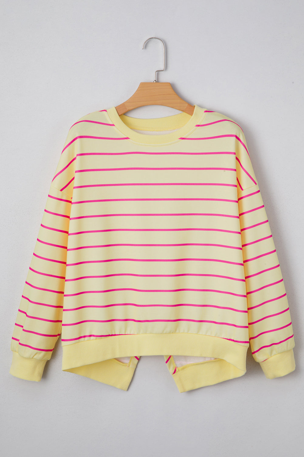 Yellow Stripe Stylish Overlap Detail Drop Shoulder Pullover Sweatshirt-Tops/Sweatshirts & Hoodies-[Adult]-[Female]-2022 Online Blue Zone Planet