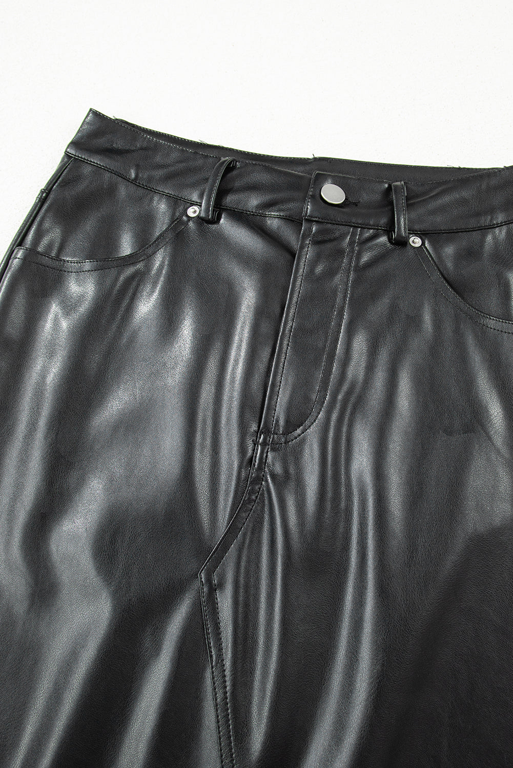 Black Faux Leather Side Slit Maxi Skirt-TOPS / DRESSES-[Adult]-[Female]-2022 Online Blue Zone Planet