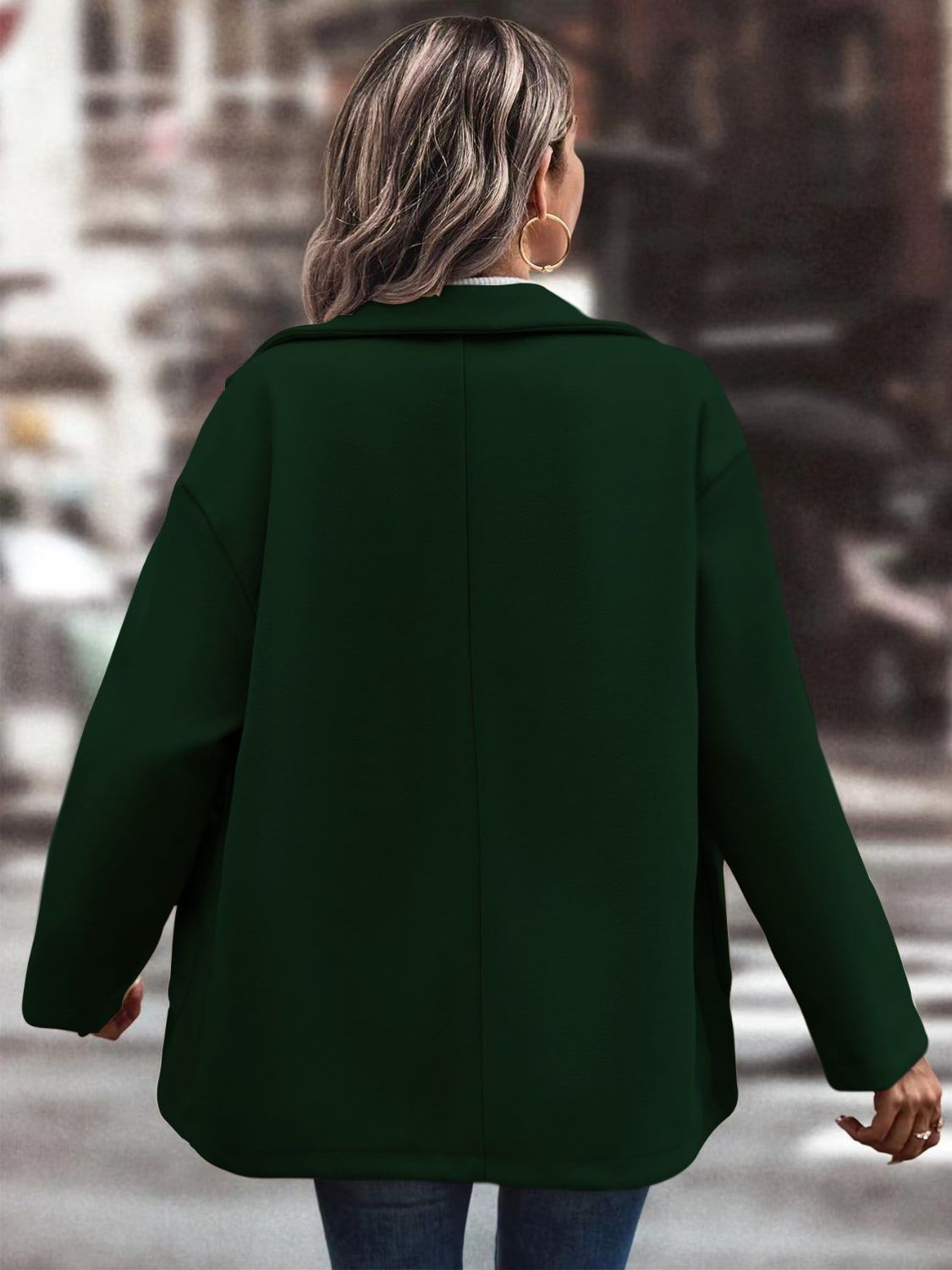 Pocketed Collared Neck Button Up Jacket-TOPS / DRESSES-[Adult]-[Female]-2022 Online Blue Zone Planet