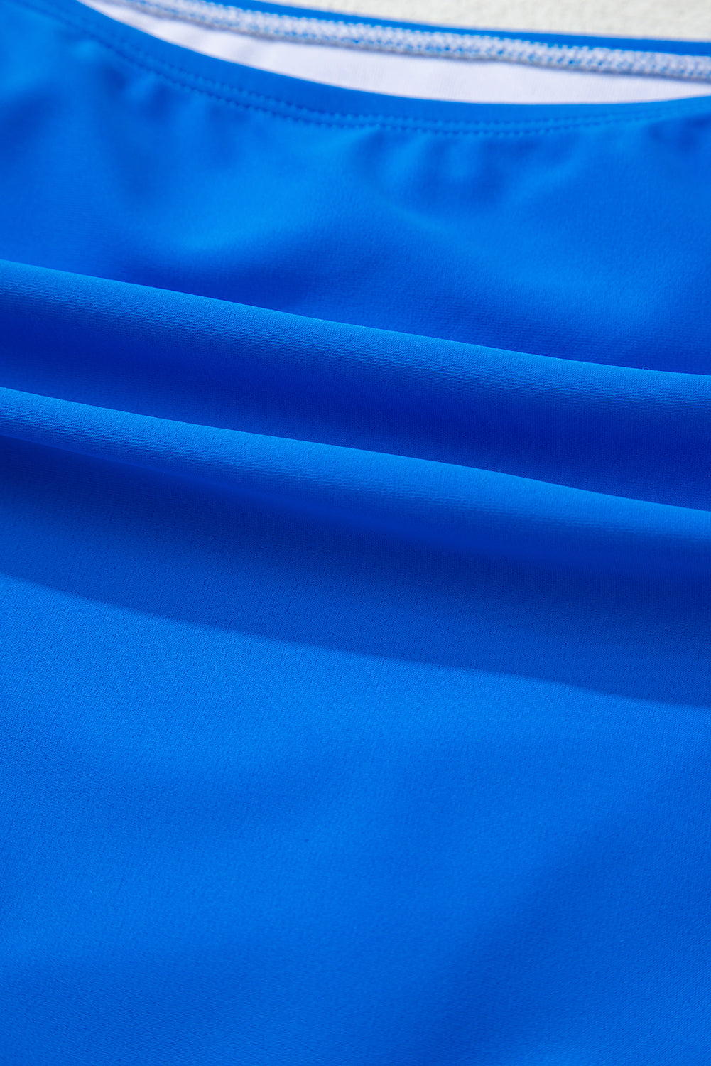 Blue Colorblock Square Neck Top Pleated High Waisted Bikini-Swimwear/High Waisted Swimsuit-[Adult]-[Female]-2022 Online Blue Zone Planet